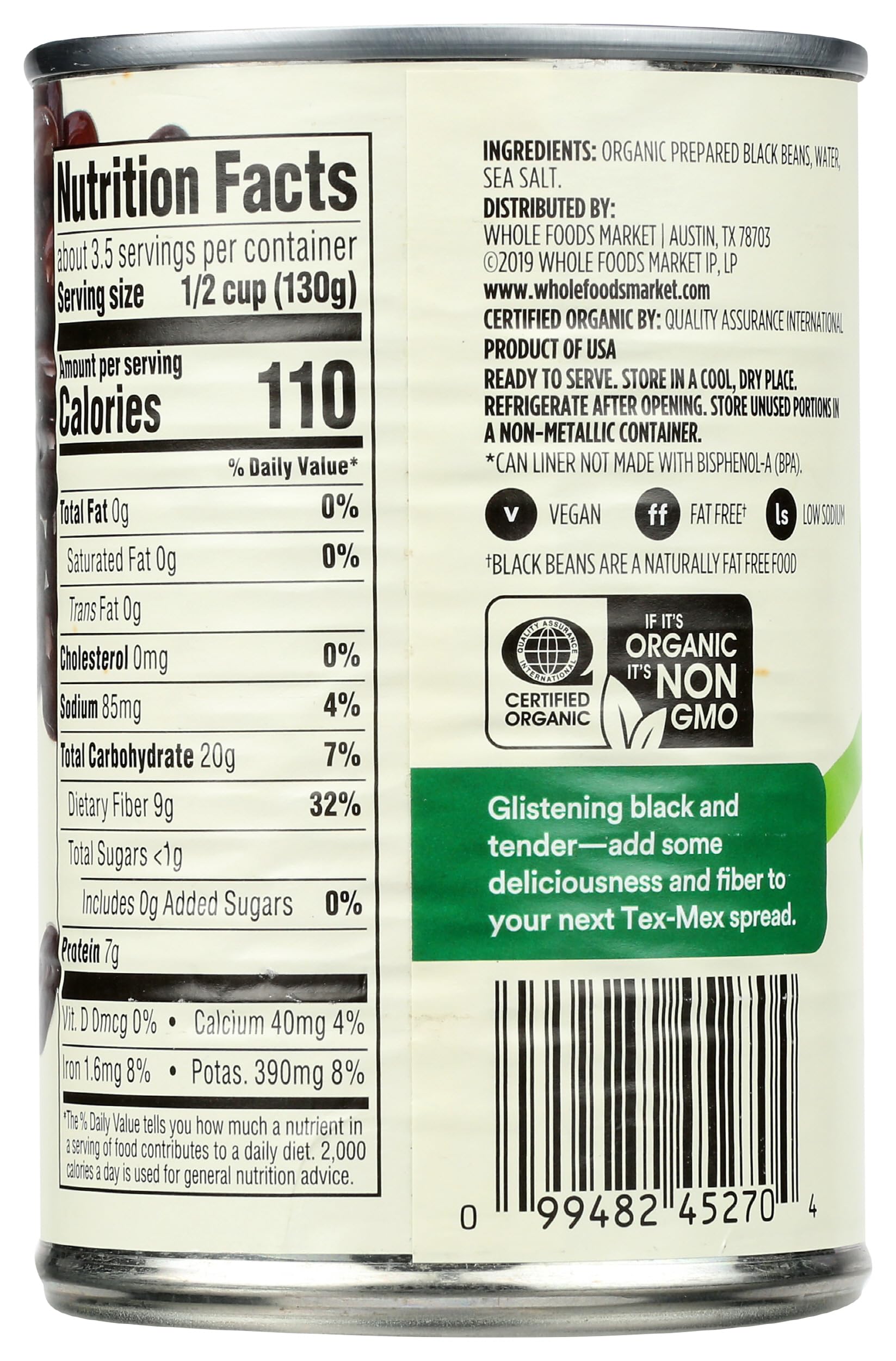 Organic Black Beans 15 Oz 365 By Whole Foods Market