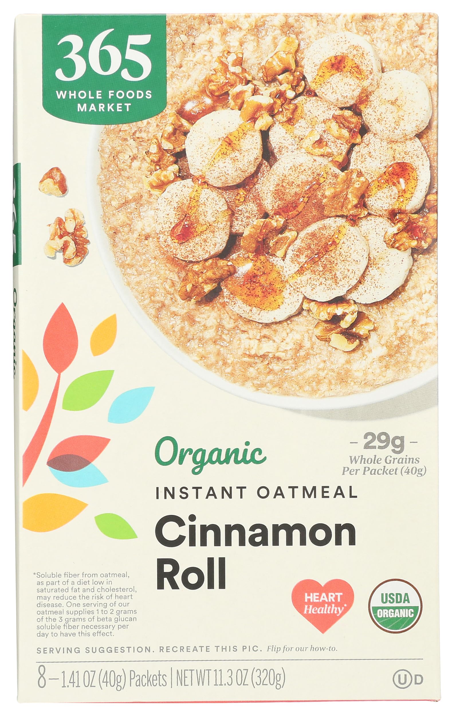 Organic Instant Oatmeal Cinnamon Roll Flavor 11.3 Oz 365 By Whole Foods Market
