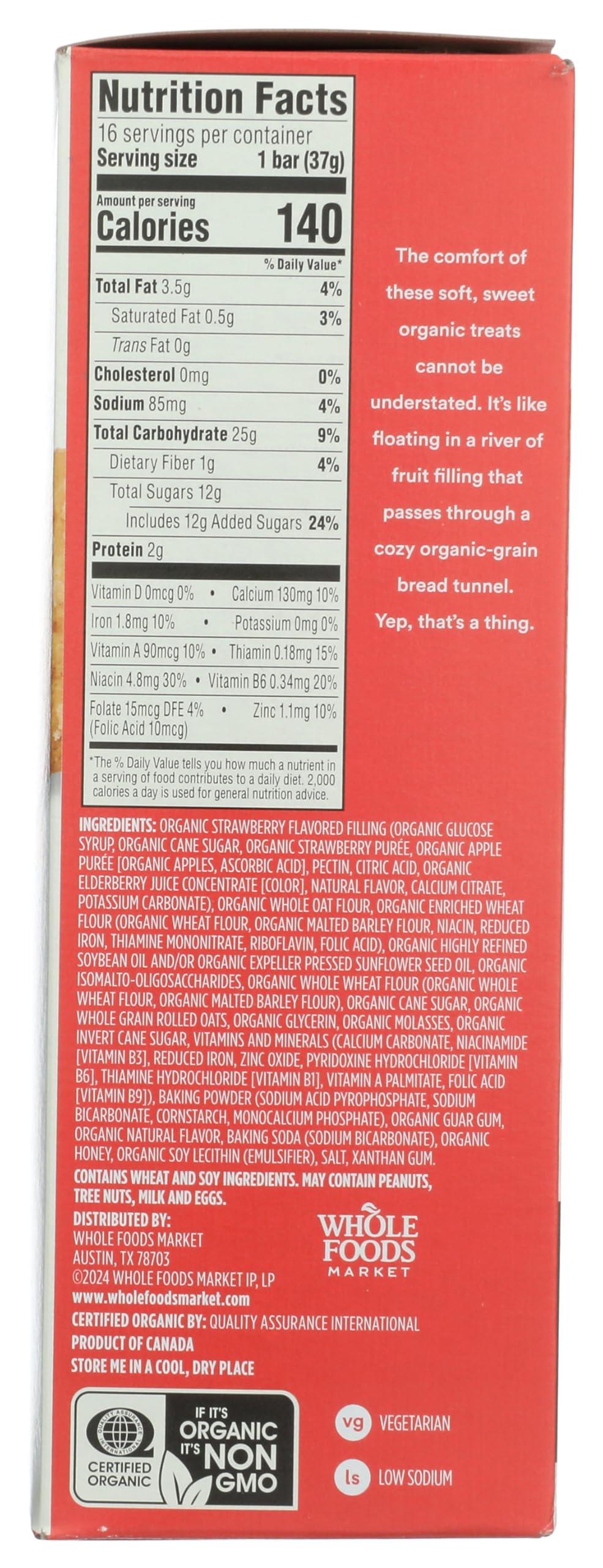 Organic Strawberry Fruit And Grain Bars 20.8 Oz 365 By Whole Foods Market