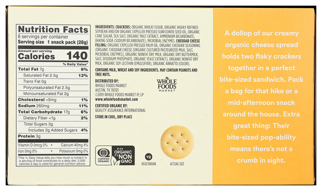 Organic Mini Cheese Sandwich Crackers 8 Count 1 Oz 365 By Whole Foods Market