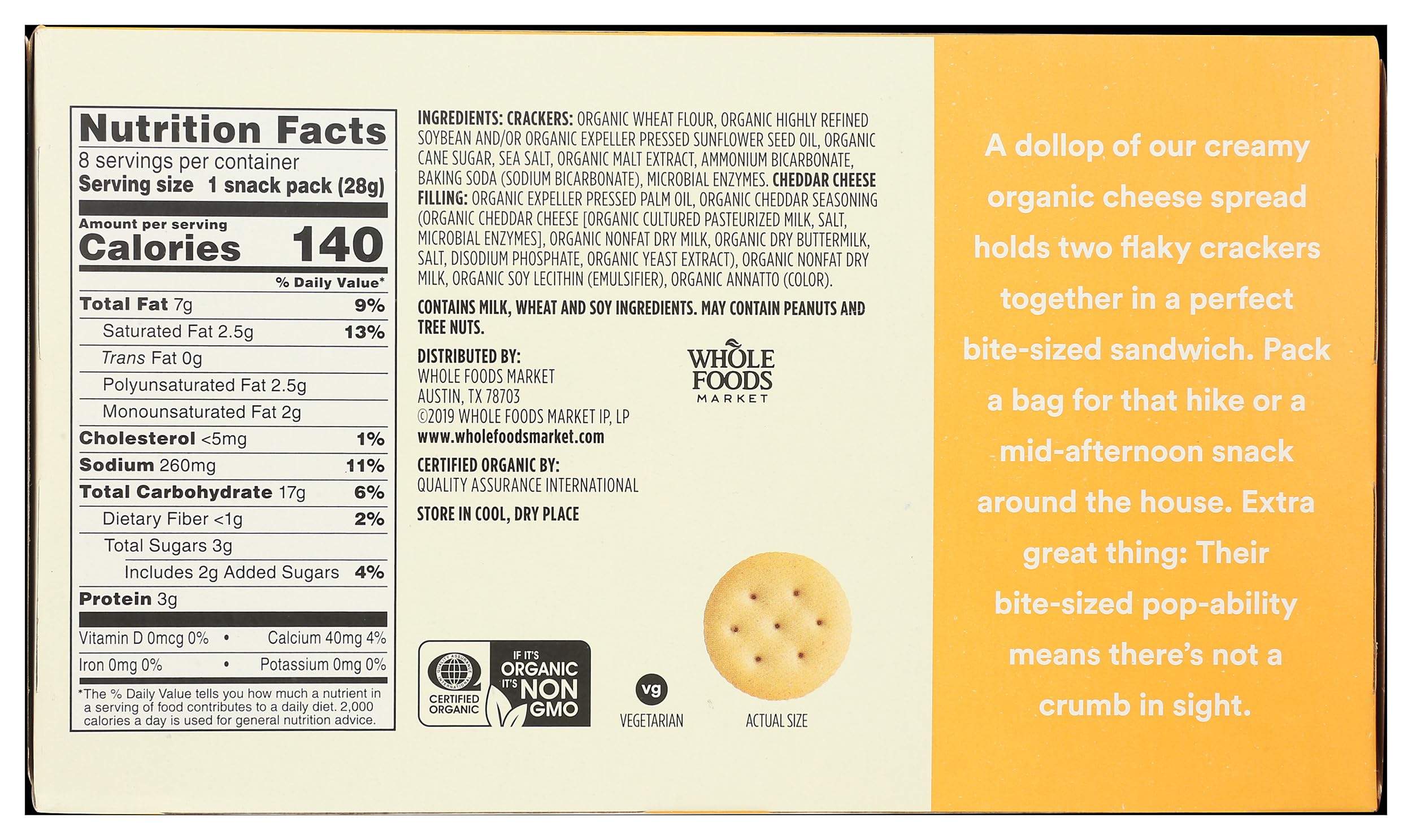 Organic Mini Cheese Sandwich Crackers 8 Count 1 Oz 365 By Whole Foods Market