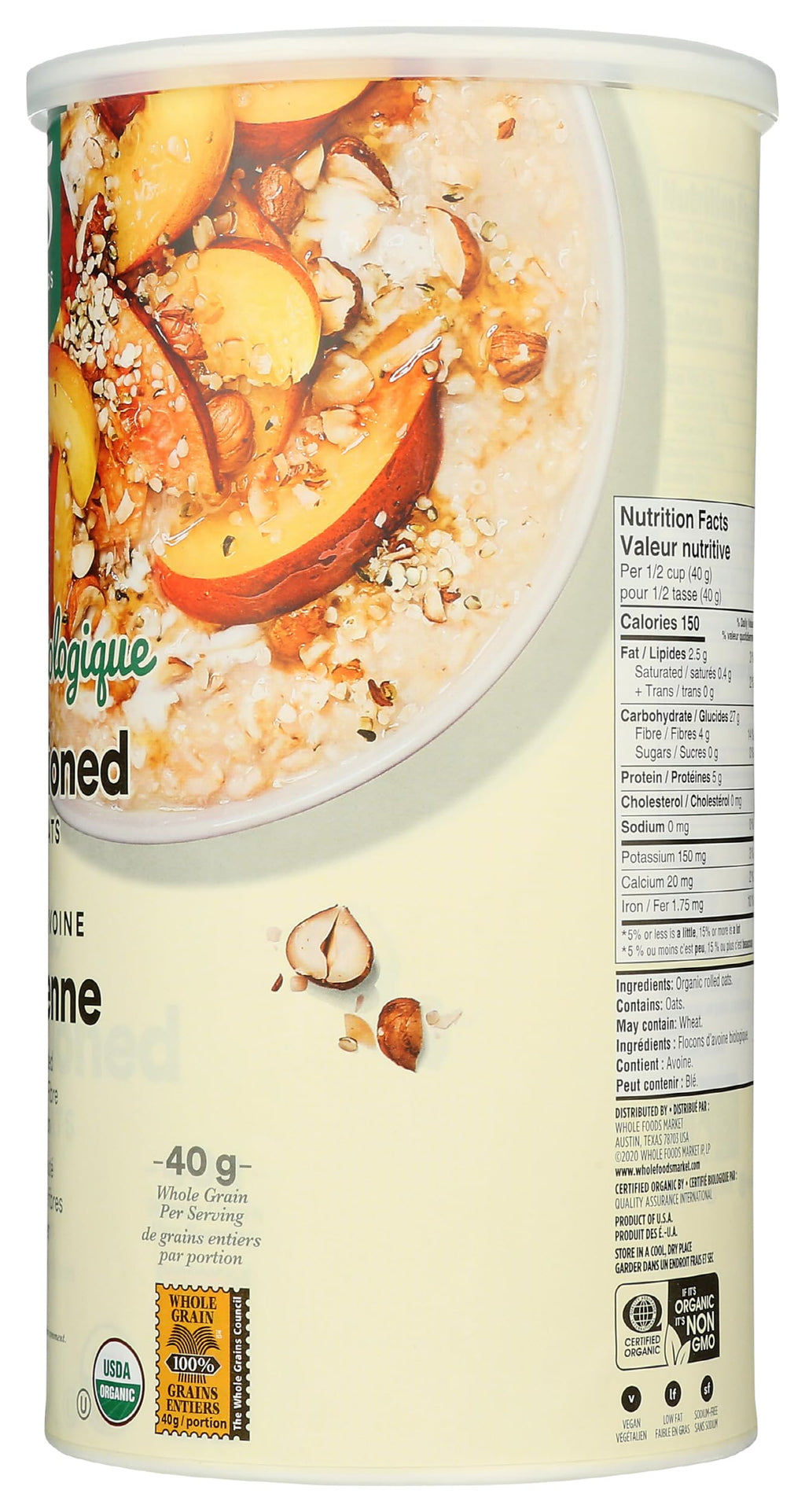 Organic Old-Fashioned Rolled Oats 42 Oz 1 Count 365 By Whole Foods Market