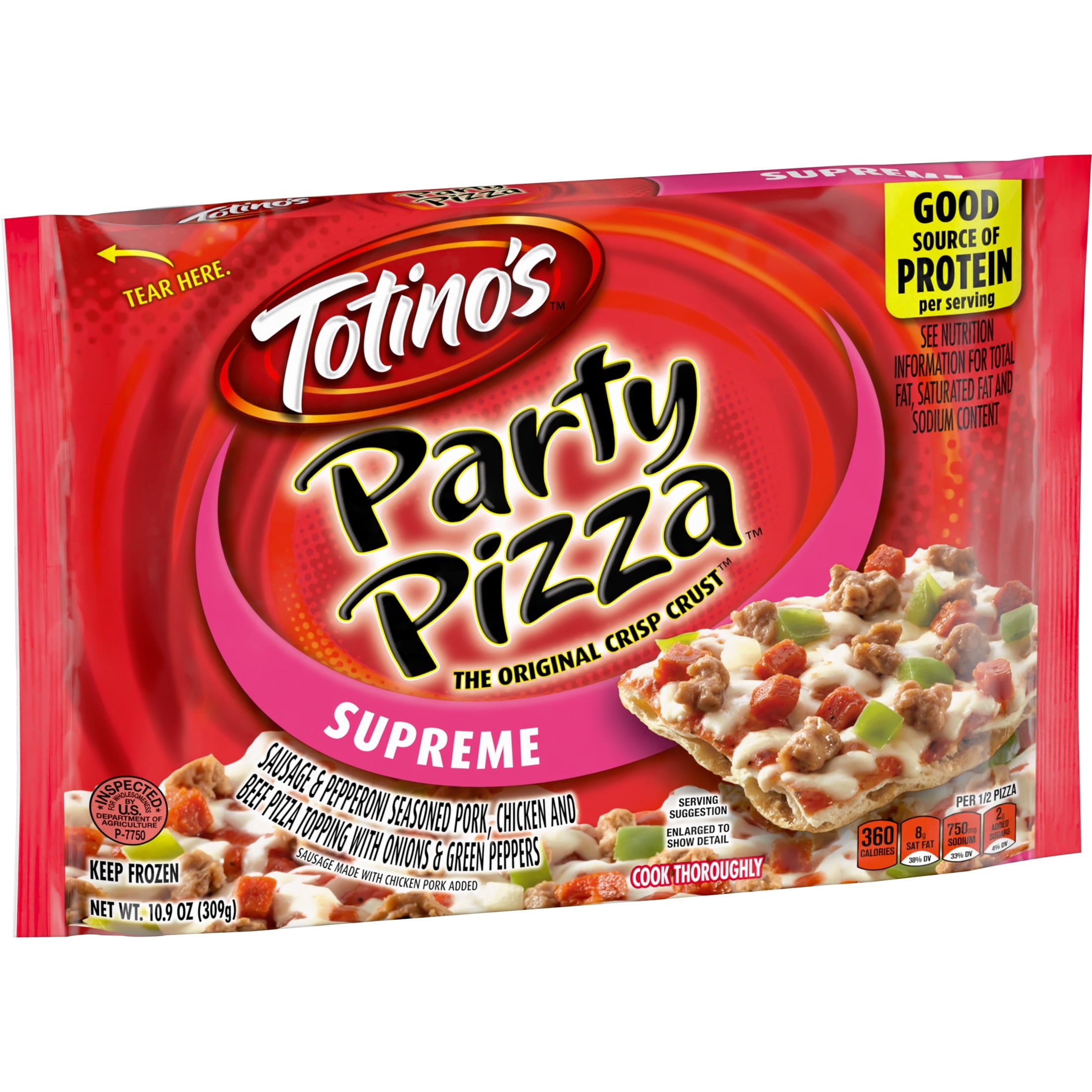 Totino's Supreme Thin Crust Party Pizza Frozen 10.9 Oz