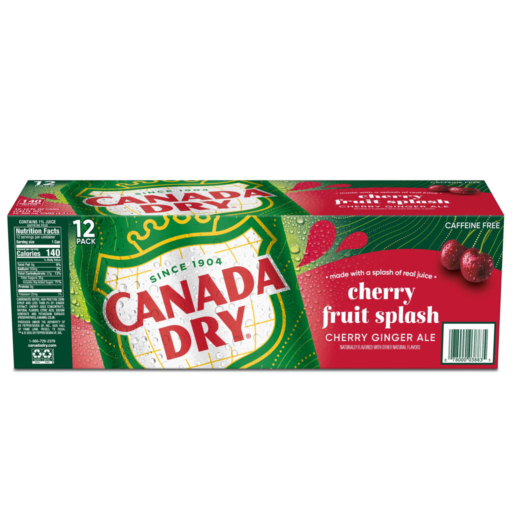 Canada Dry Caffeine Free Fruit Splash Cherry Ginger Ale Soda Pop Cans 12 Fl Oz 12 Pack