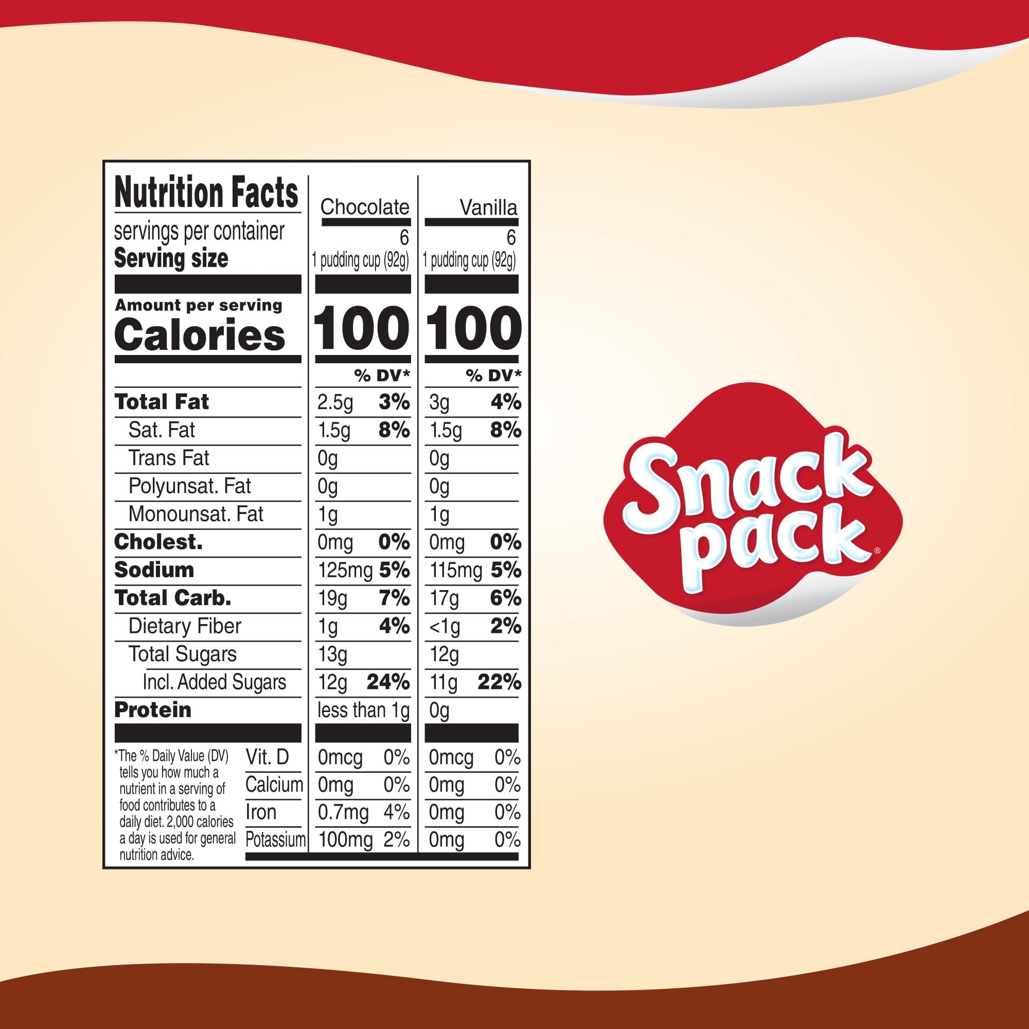 Chocolate and Vanilla Pudding Cups 3.25 Oz 12 Count Snack Pack