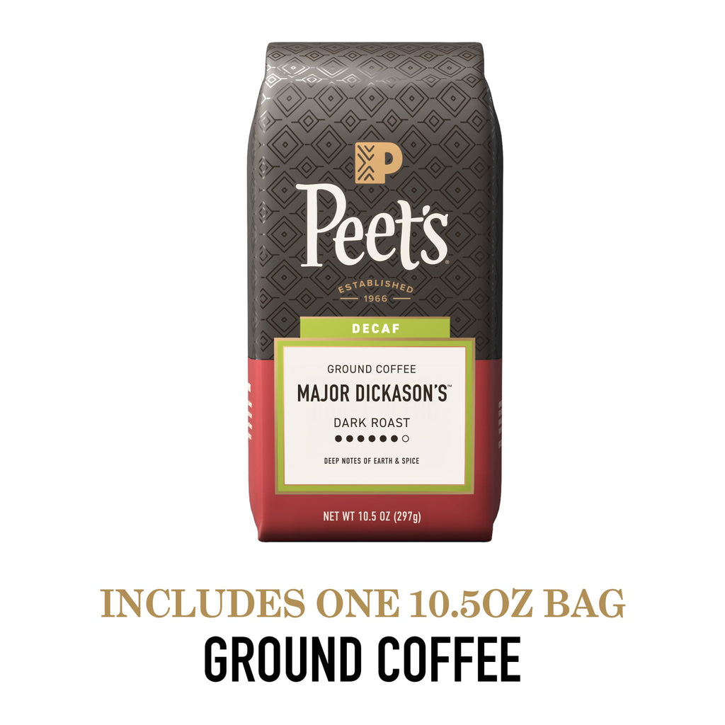 Peet's Coffee Decaf Major Dickason's Blend Premium Dark Roast Ground Coffee 10.5 oz Bag