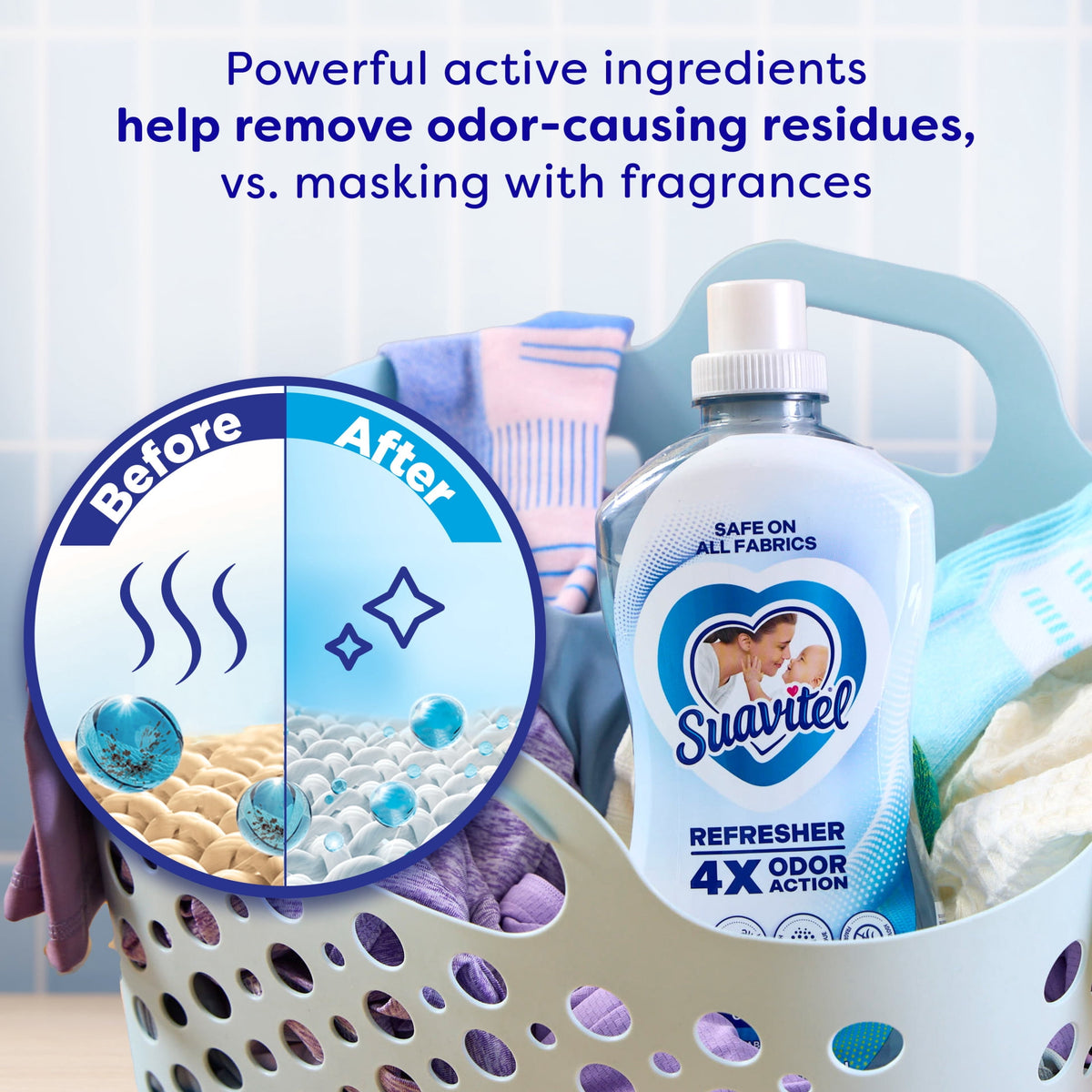 Suavitel Refresher Fabric Rinse 4X Odor Action Ocean Fresh Scent 25.5 fl oz