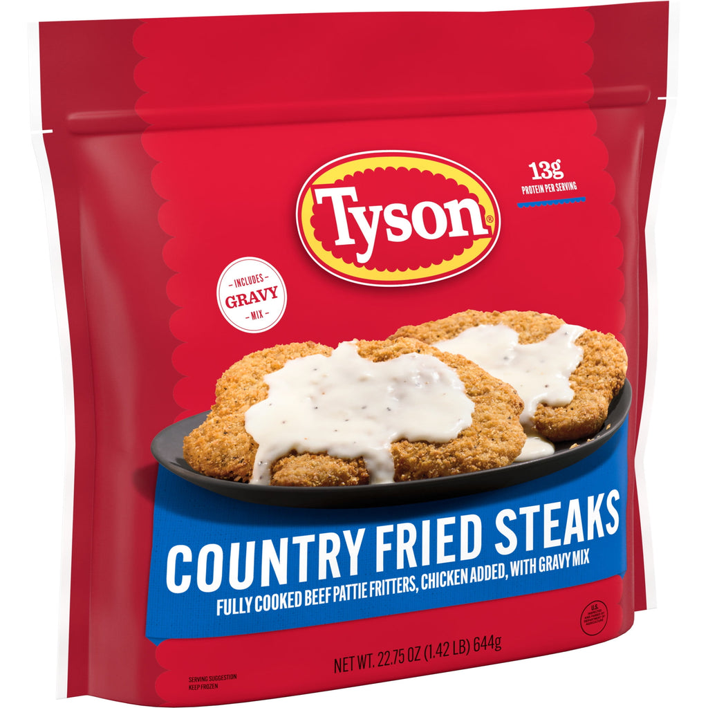 Tyson Country Fried Steaks with Gravy Mix Frozen 22.75 Oz 13g Protein