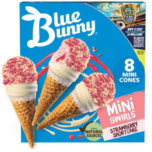 Blue Bunny Mini Swirls Strawberry Shortcake Cones 8 Count 18.4 Fl Oz
