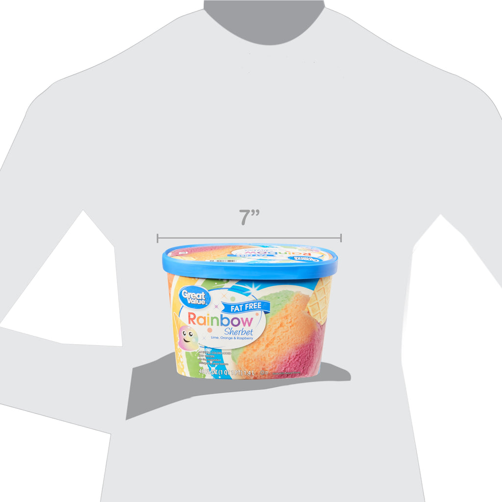 Great Value Fat Free Rainbow Sherbet 48 Fl Oz