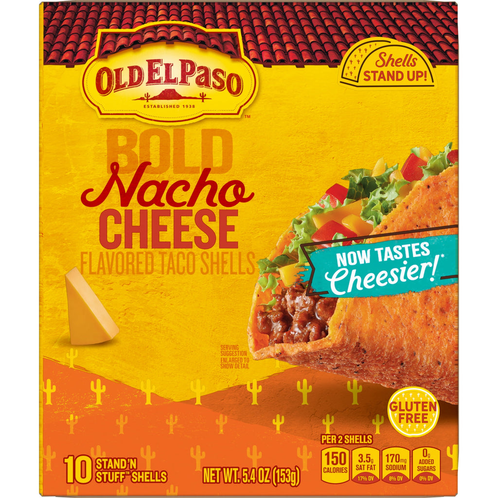Stand 'N Stuff Bold Nacho Cheese Taco Shells 5.4 Oz 10 Count Old El Paso