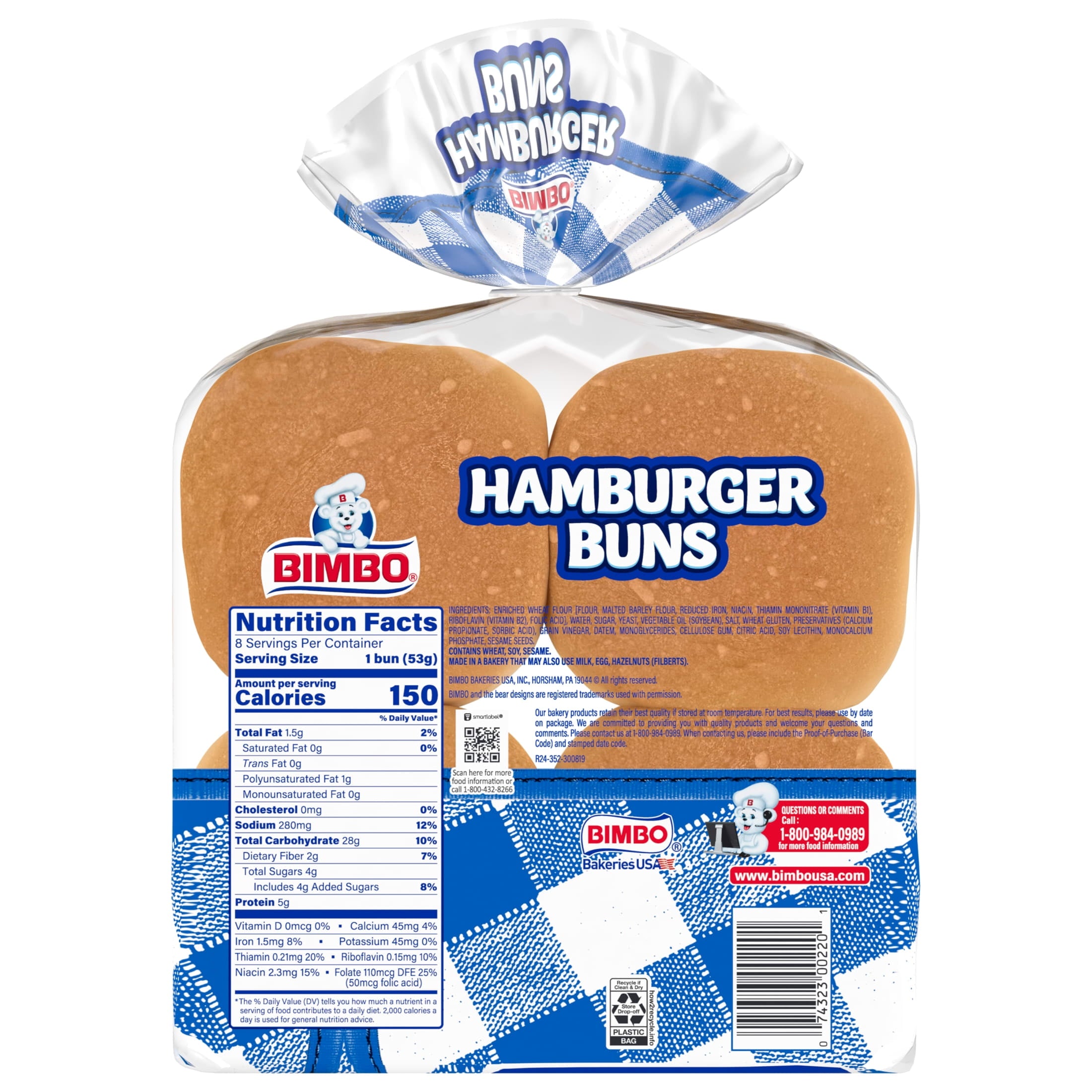 Hamburger Buns 15 Oz Bimbo