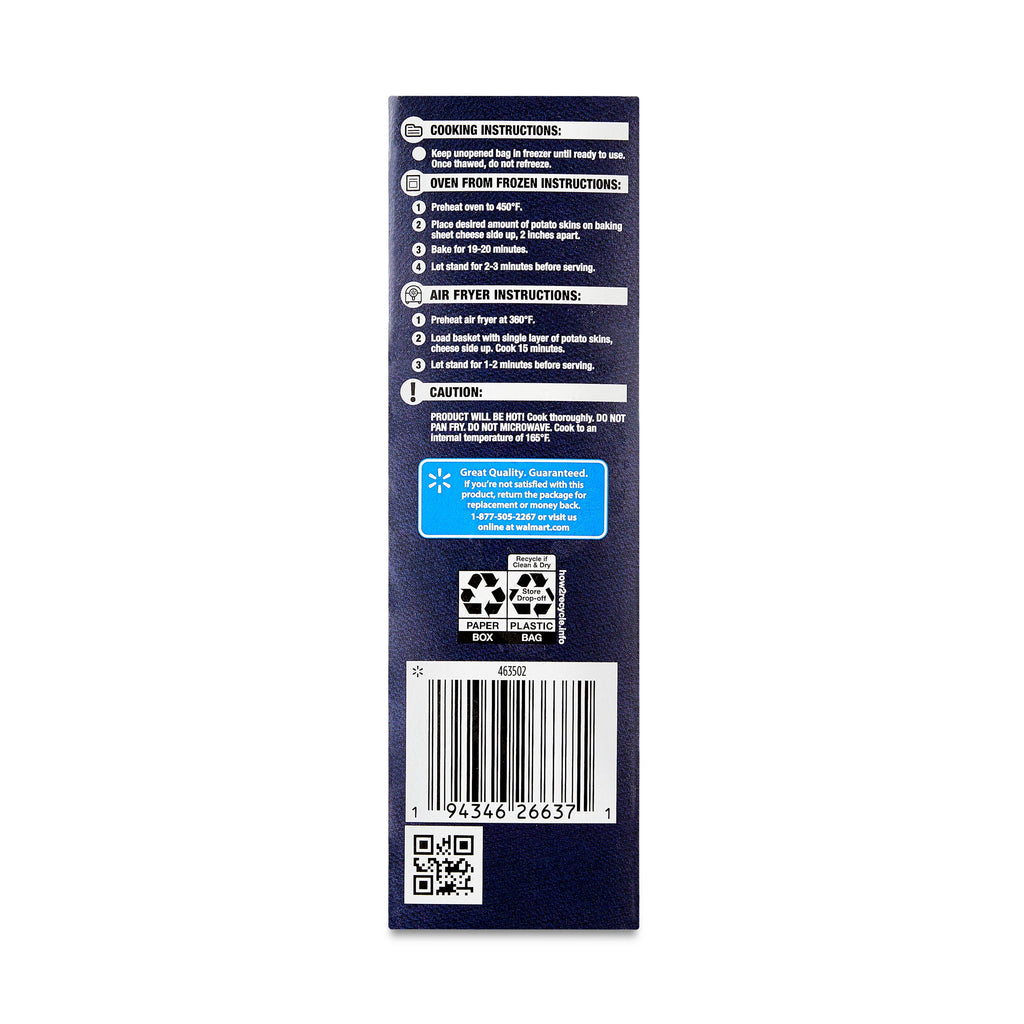 Great Value Potato Skins Cheddar Cheese & Bacon Frozen 13.5 Oz