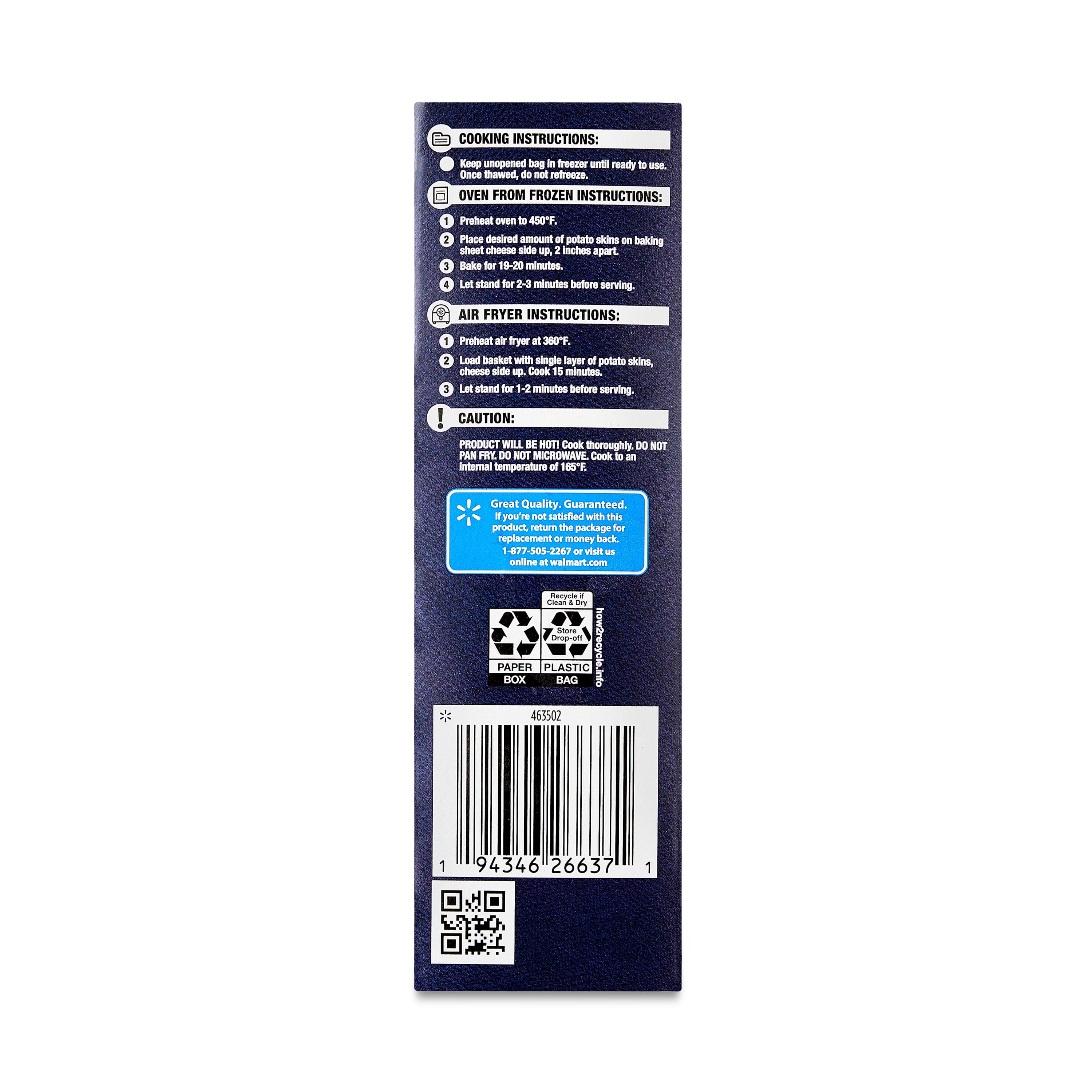 Great Value Potato Skins Cheddar Cheese & Bacon Frozen 13.5 Oz