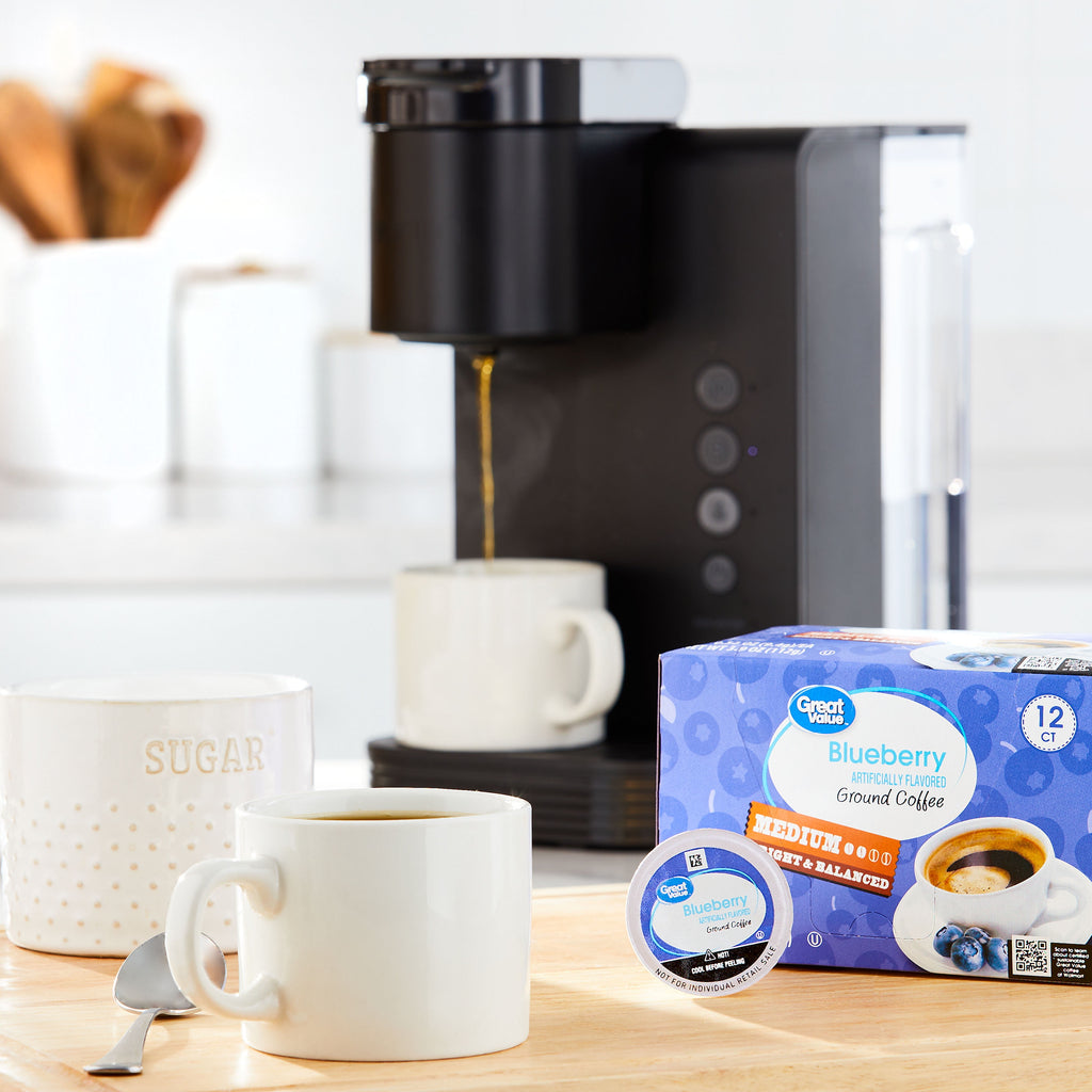 Great Value Blueberry Naturally Caffeinated Medium Roast Coffee Keurig K-Cup Pods 12 Count 3.9 oz Box