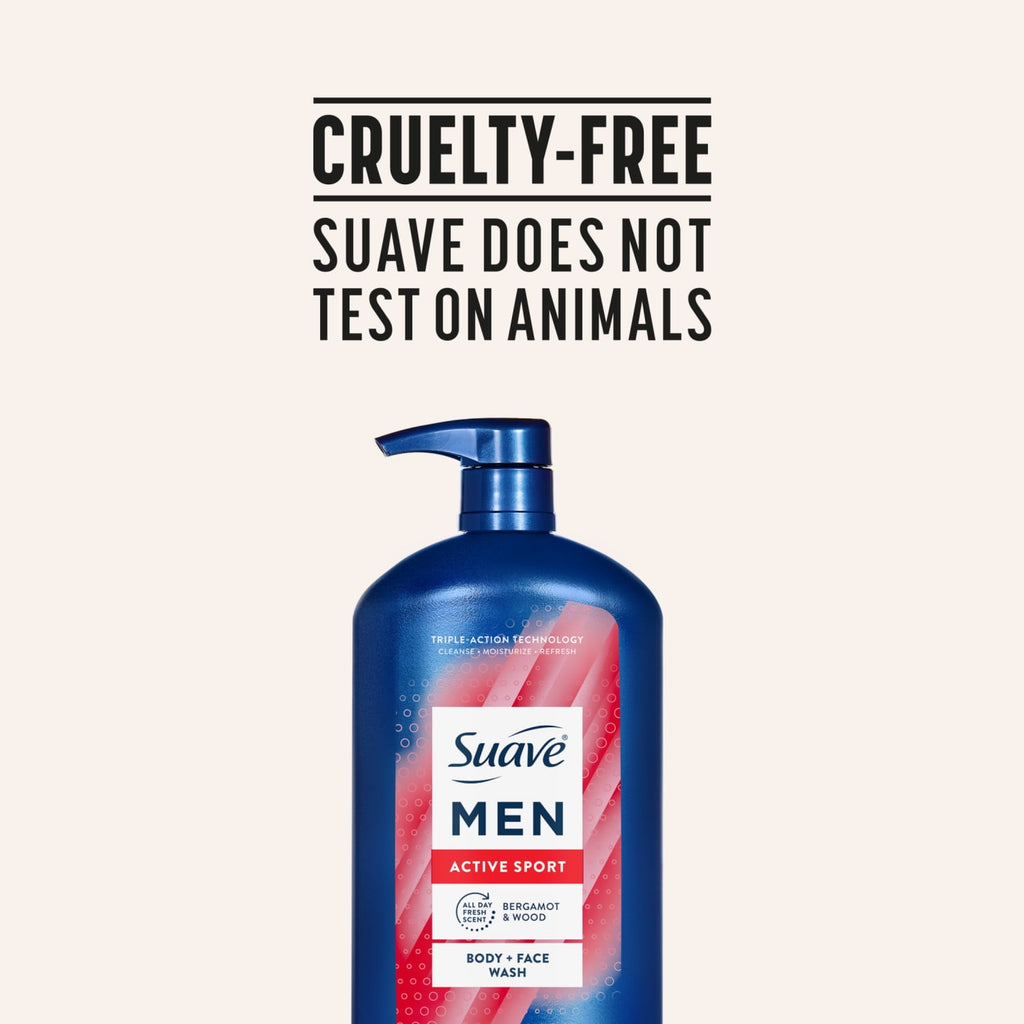 Suave Men Active Sport 2-in-1 Body & Face Wash with Glycerin & Vitamin E 30 fl oz