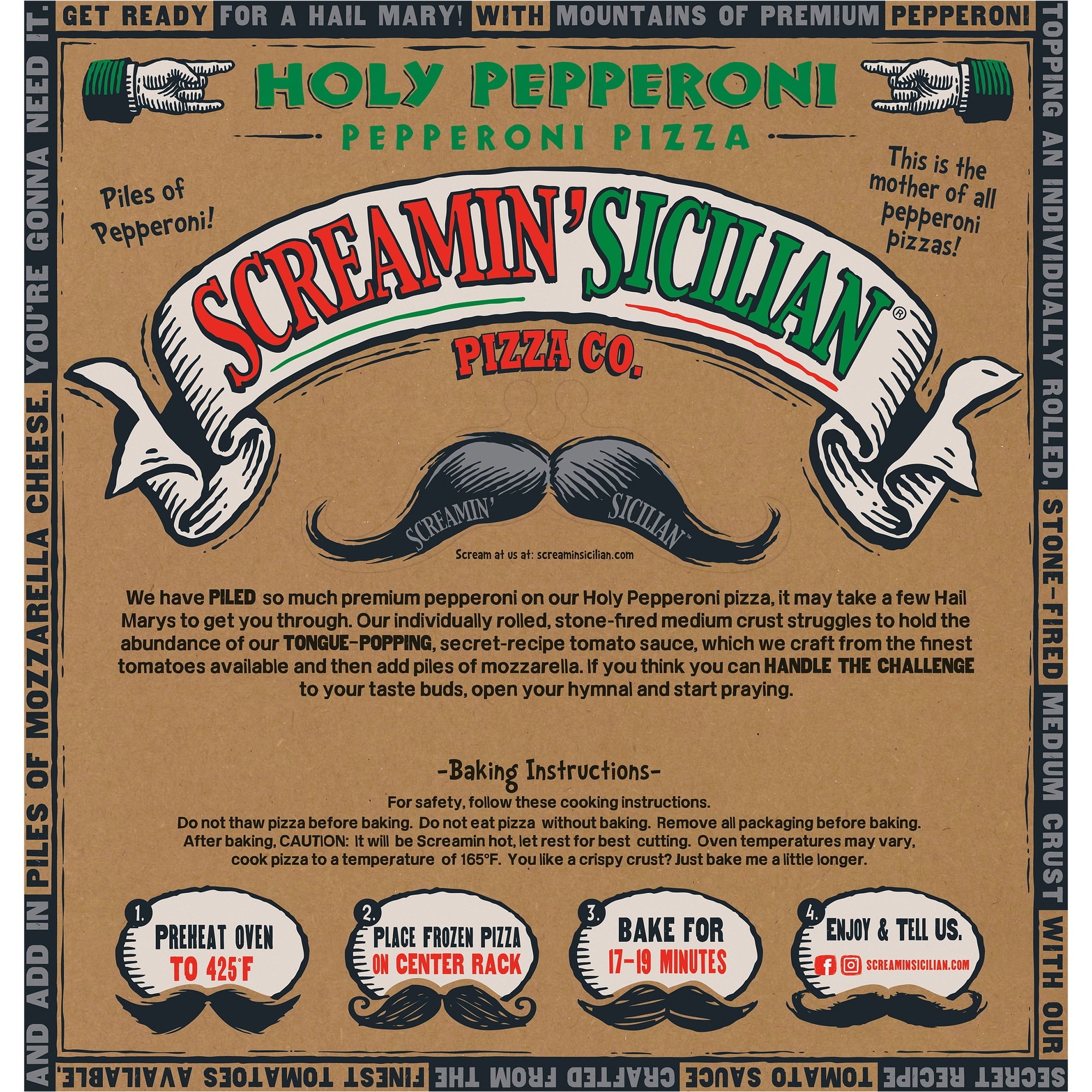 Screamin' Sicilian Holy Pepperoni Frozen Pizza 22.3 Oz