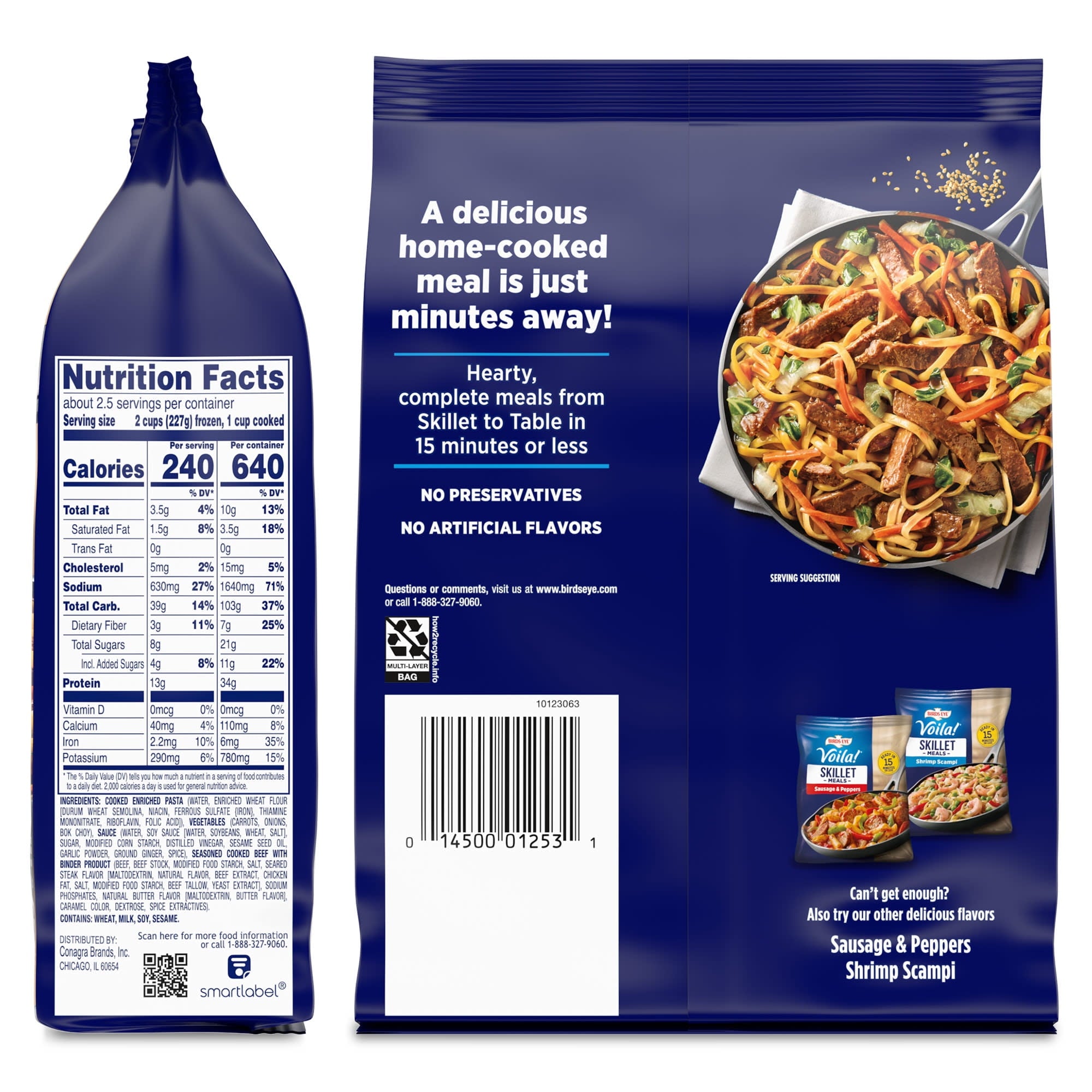 Birds Eye Voila! Beef Lo Mein Skillet Meal Frozen 21 Oz