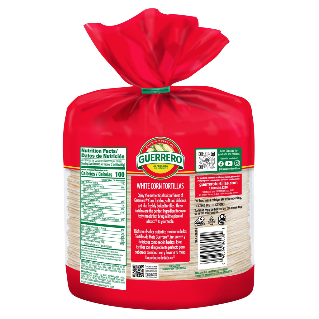 White Corn Tortillas 80 Count Guerrero