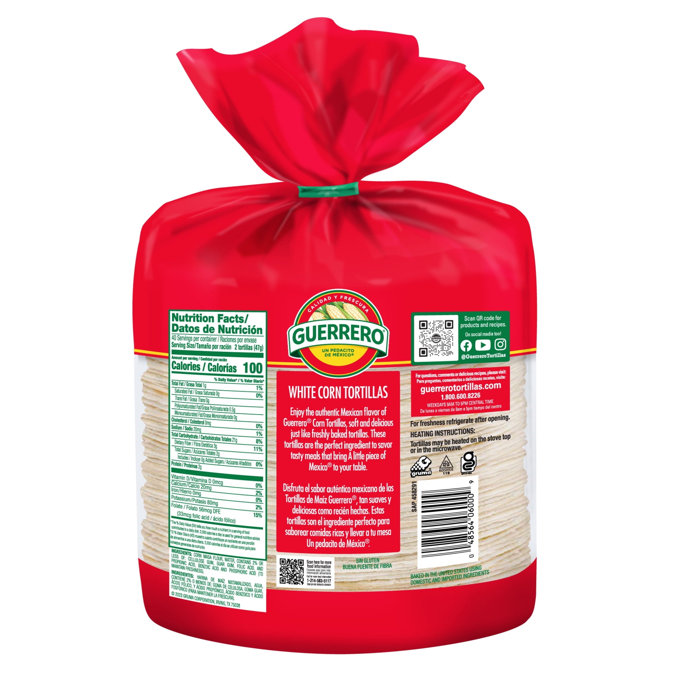 White Corn Tortillas 80 Count Guerrero