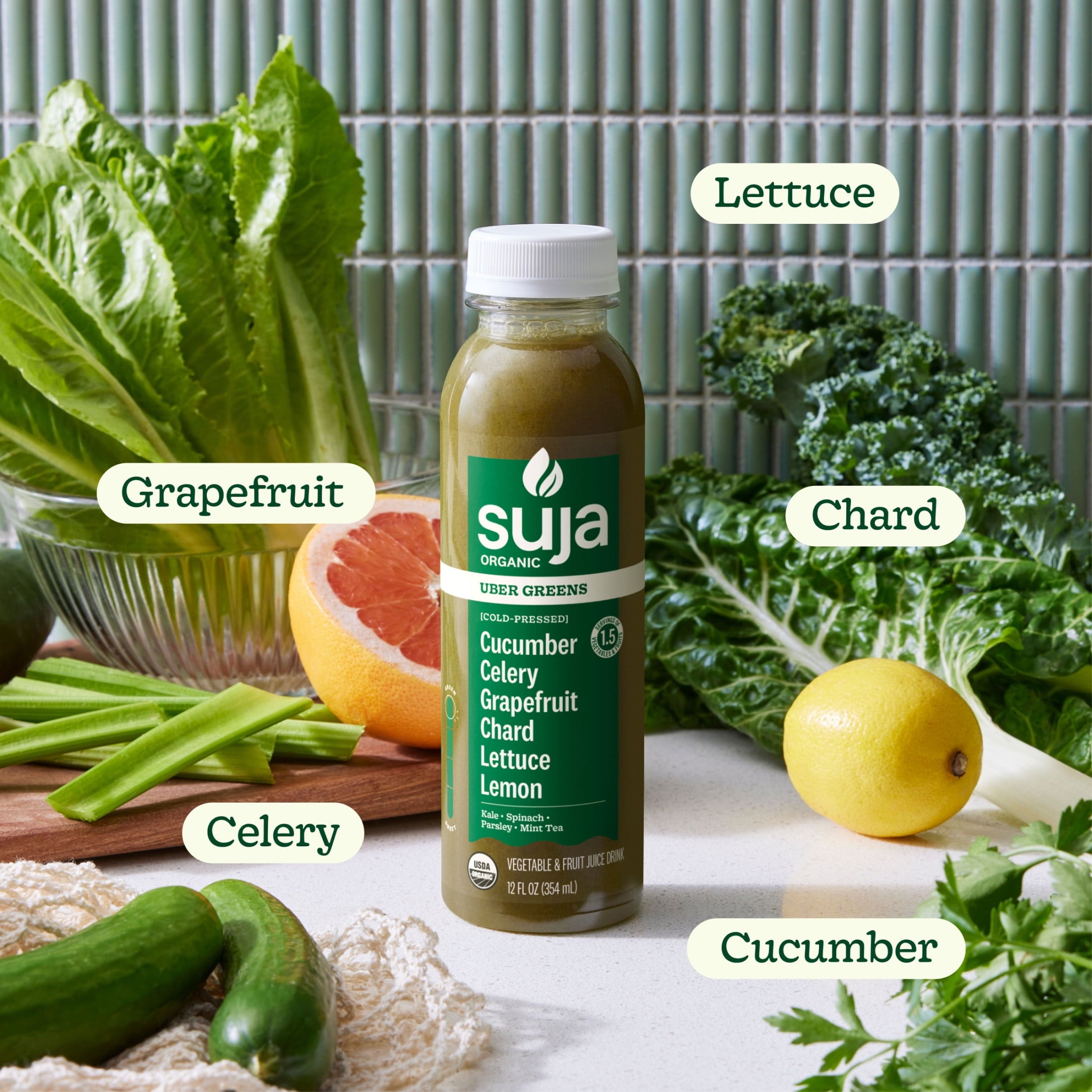Suja Organic Uber Greens Cold Pressed Juice Drink 13.5 fl oz Bottle