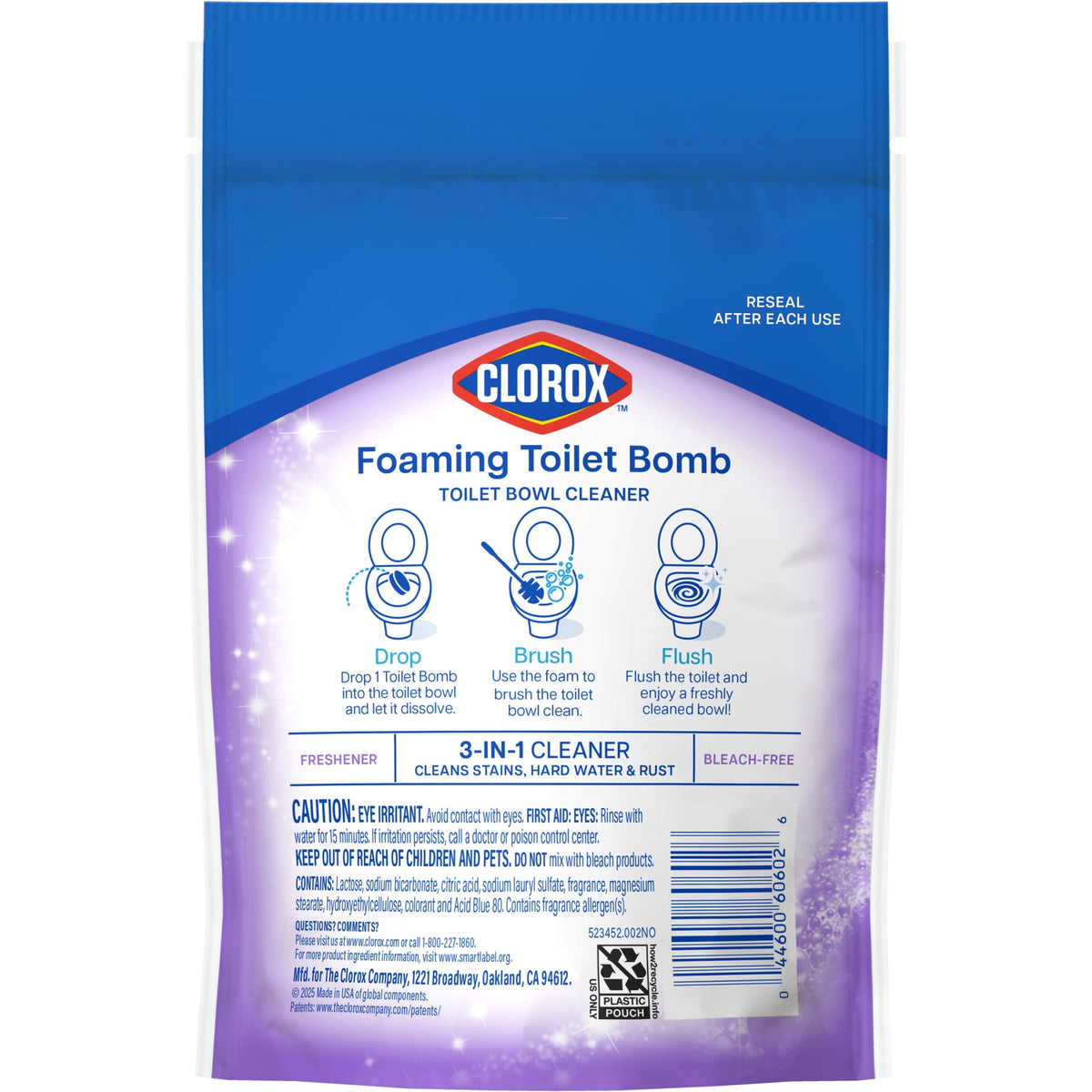 Clorox Foaming Toilet Bomb Bleach Free Lavender Clean 5 Count