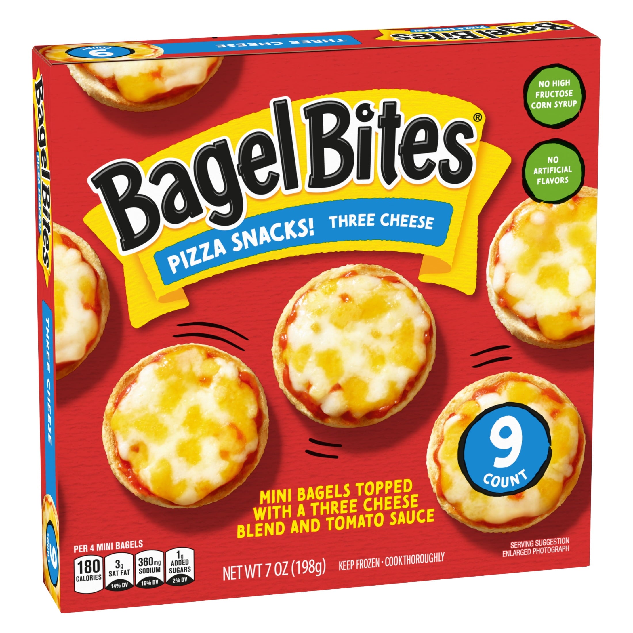 Bagel Bites Three Cheese Mini Pizza Bagel Frozen Snacks 7 Oz 9 Count