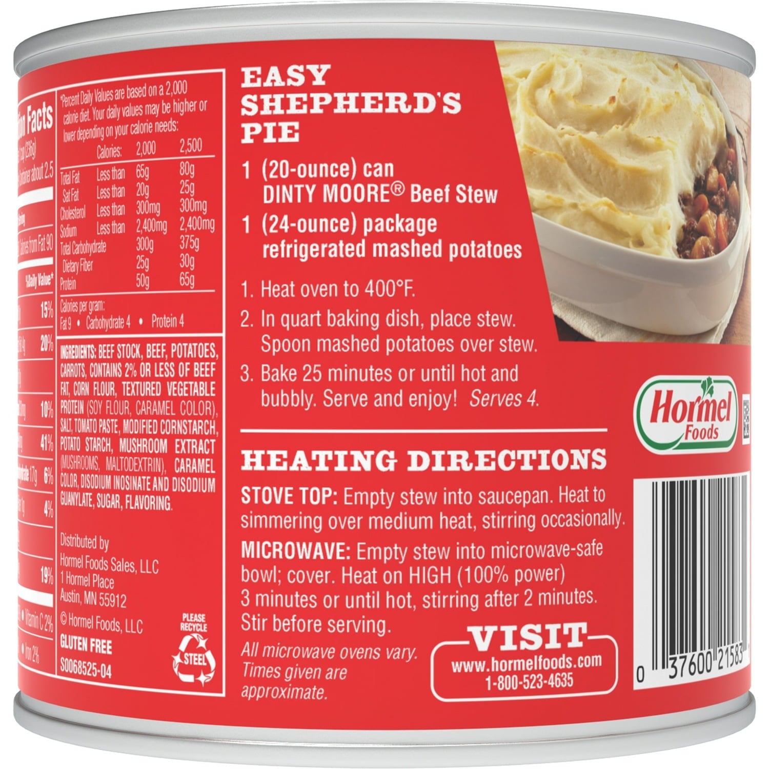 Dinty Moore Beef Stew with Potatoes and Carrots Shelf Stable 20 Oz