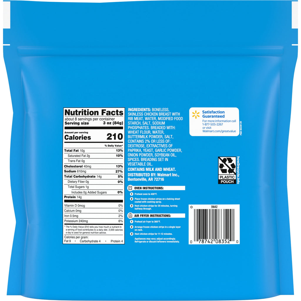 Great Value Fully Cooked Chicken Strips 25 Oz Frozen
