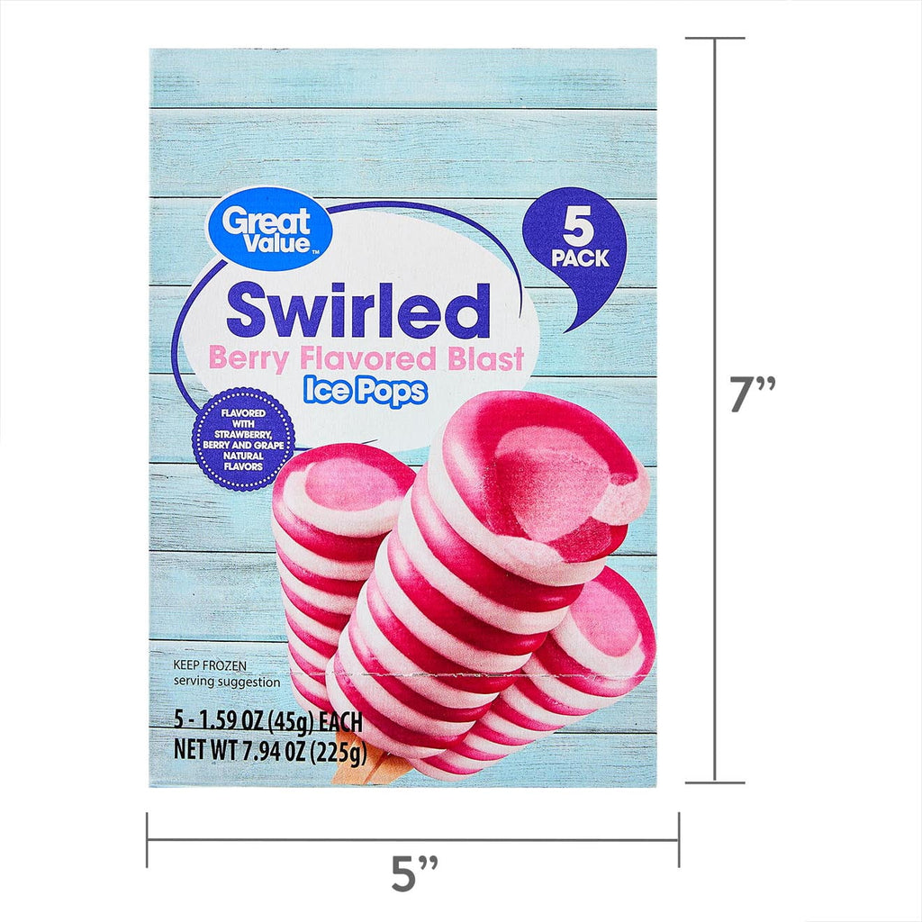 Great Value Swirled Berry Flavored Ice Pops 5 Count 7.9 Oz