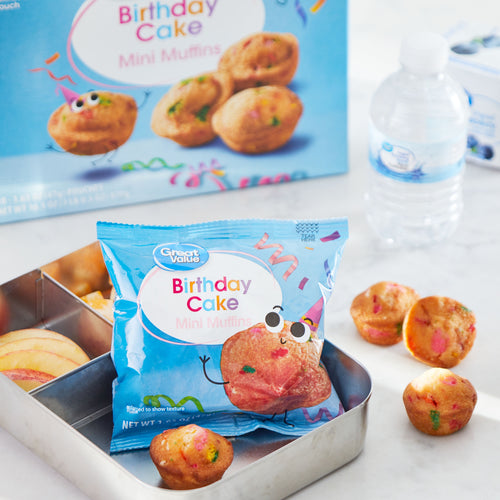 Birthday Cake Mini Muffins 1.65 Oz 10 Count Great Value