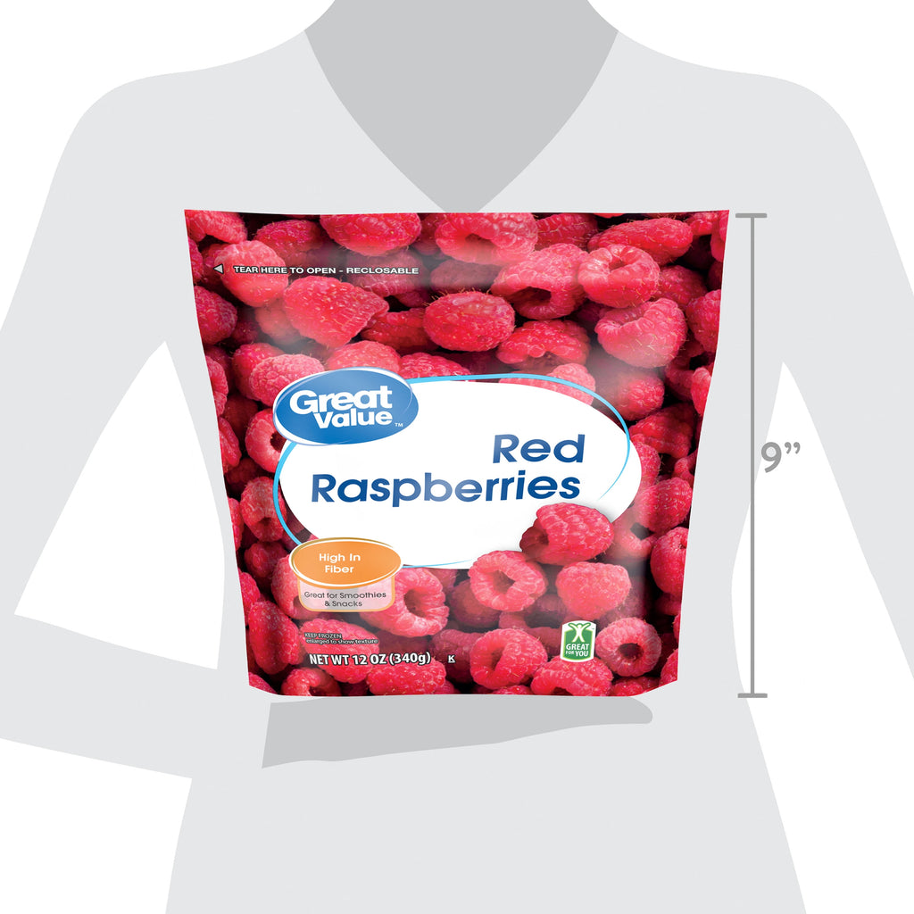 Great Value Whole Red Raspberries Frozen 12 Oz