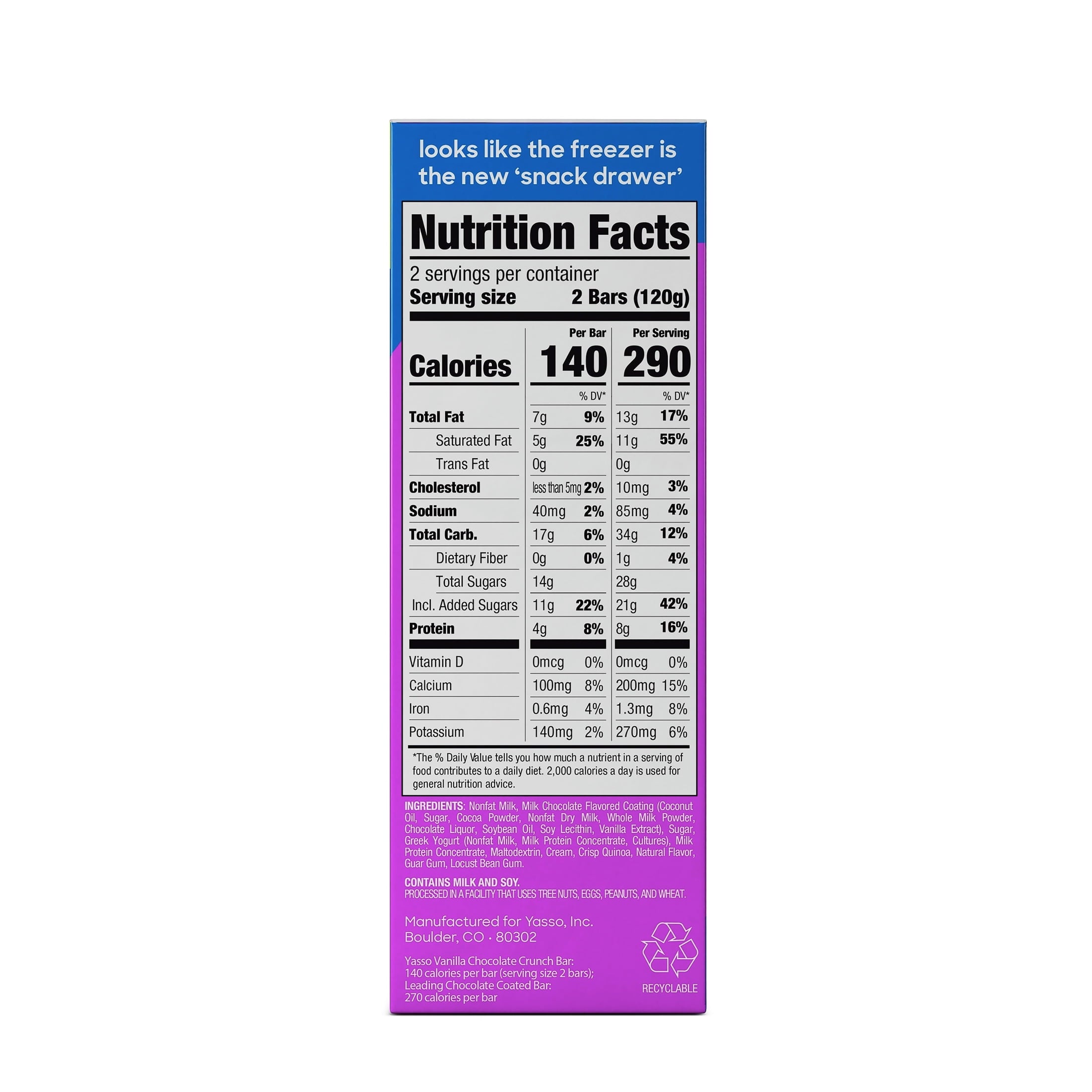 Yasso Vanilla Chocolate Crunch Frozen Greek Yogurt Bars 4 Count
