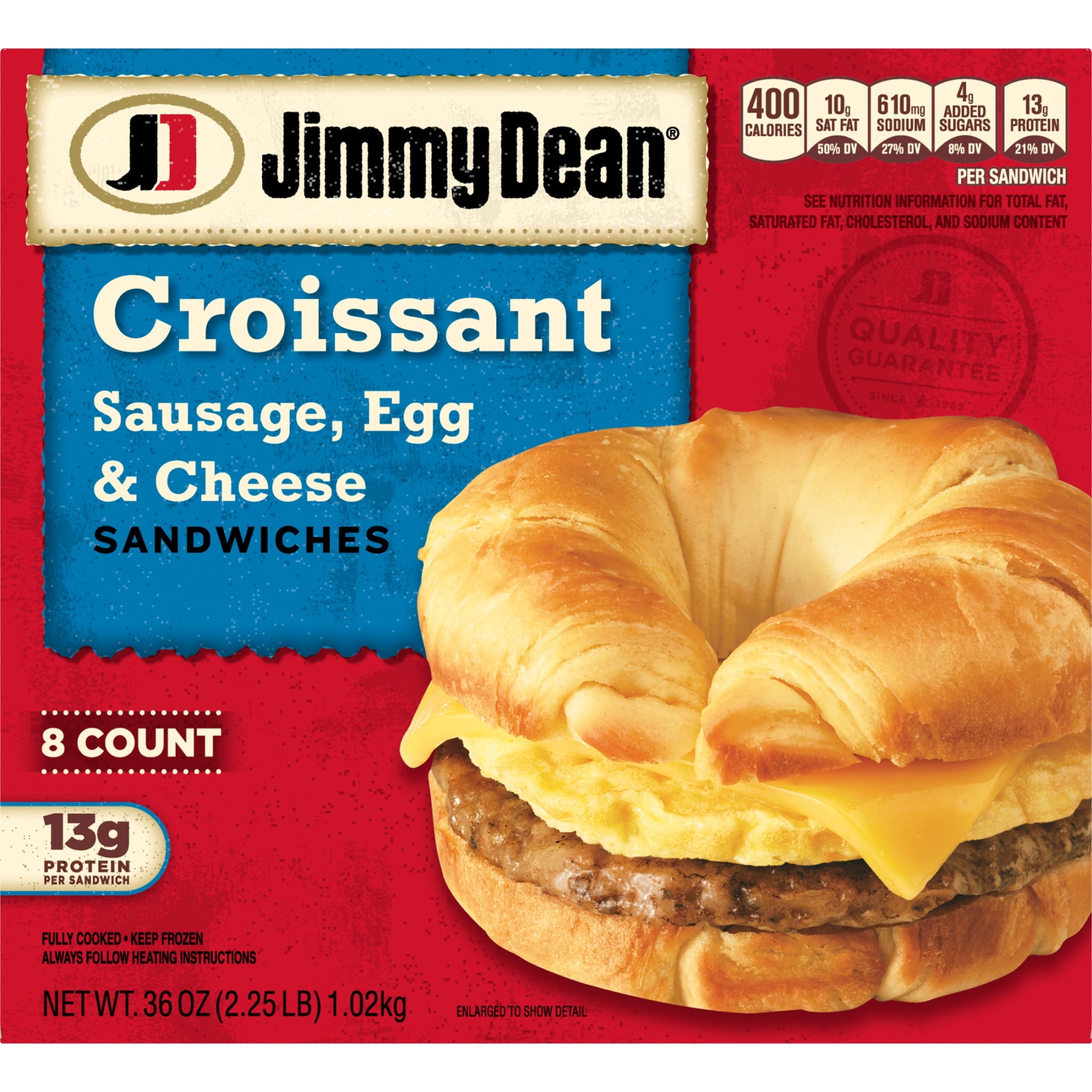 Jimmy Dean Sausage Egg & Cheese Croissant Frozen Breakfast Sandwiches 8 Count 36 Oz