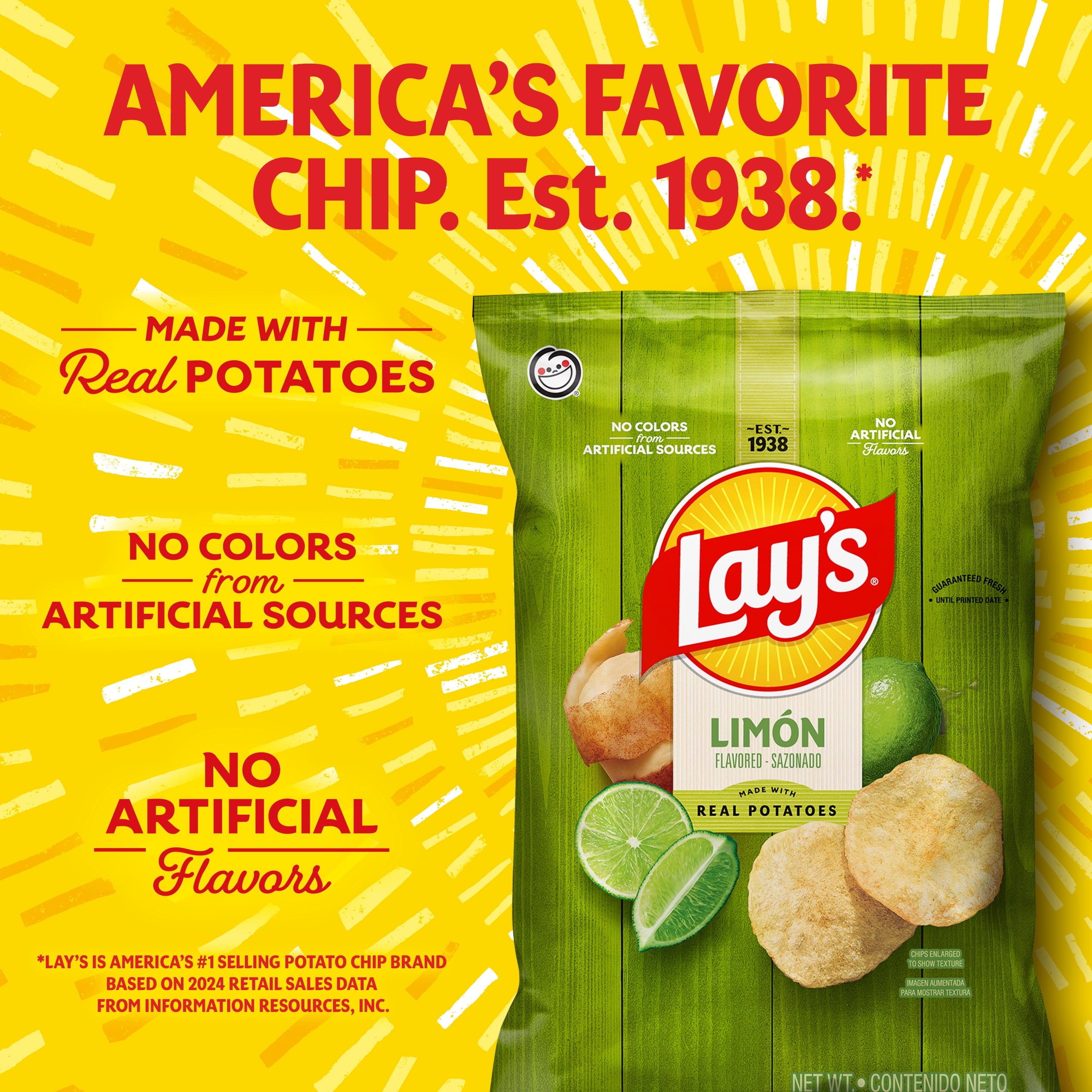 Limón Flavored Potato Chips 7.75 Oz Lay's
