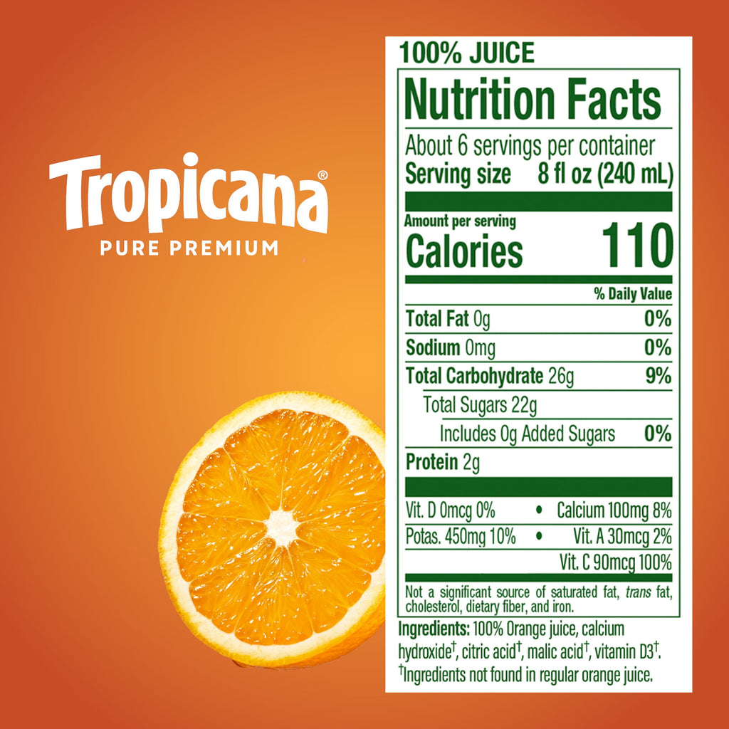Tropicana Pure Premium 100% Orange Juice Original No Pulp Low Acid 46 fl oz