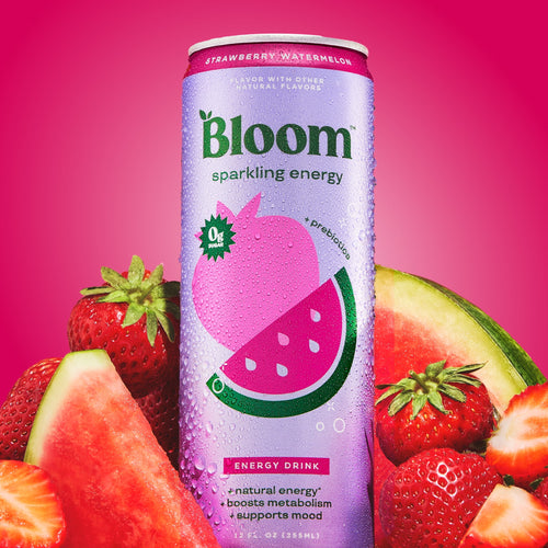 Bloom Nutrition Sparkling Energy Drink Strawberry Watermelon 12 fl oz Single Can