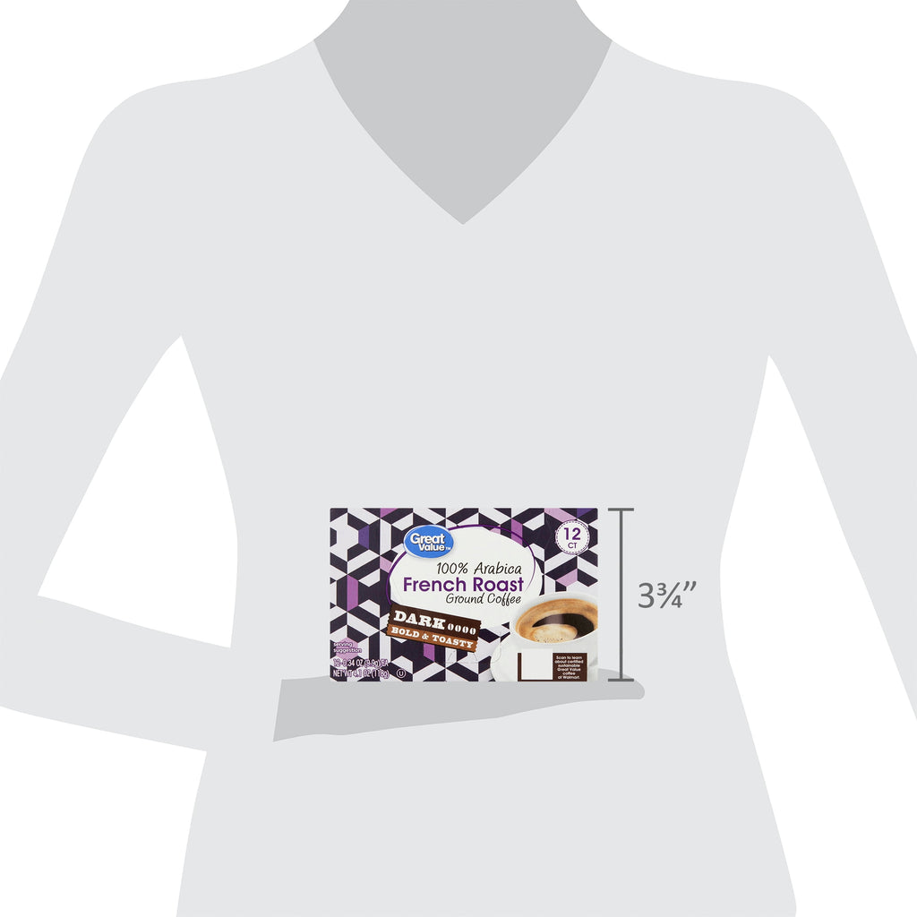 Great Value 100% Arabica French Dark Roast Ground Coffee Pods 12 Count