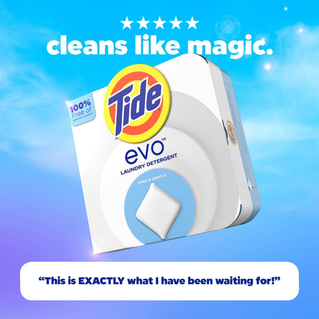Tide Evo Free & Gentle Laundry Detergent Tiles Unscented 16 Count