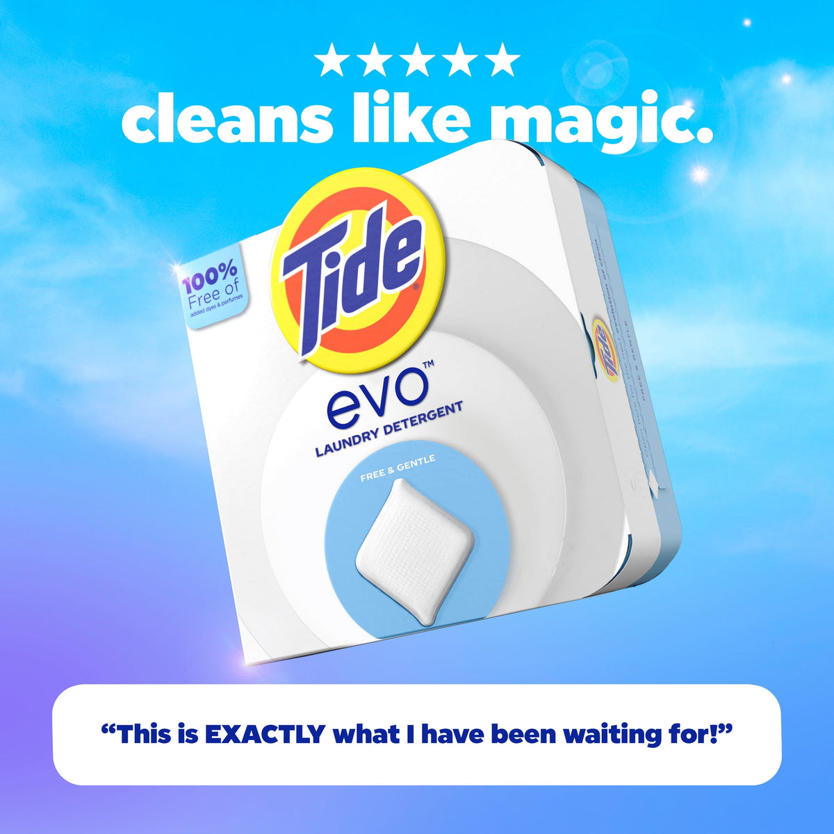 Tide Evo Free & Gentle Laundry Detergent Tiles Unscented 16 Count