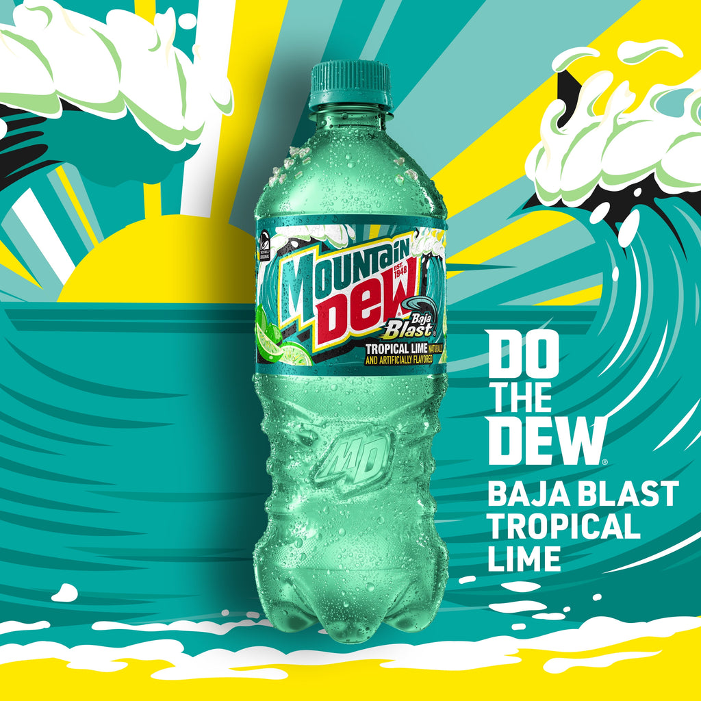 Mountain Dew Baja Blast Tropical Lime Soda Pop Bottle 2 Liters