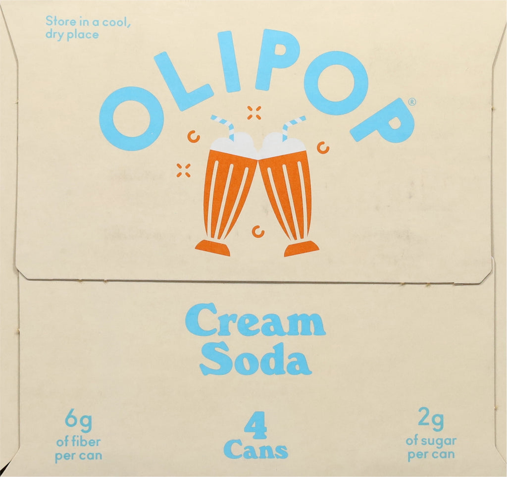 OLIPOP 6g Fiber Prebiotic Cream Soda Cans 12 Fl Oz 4 Pack