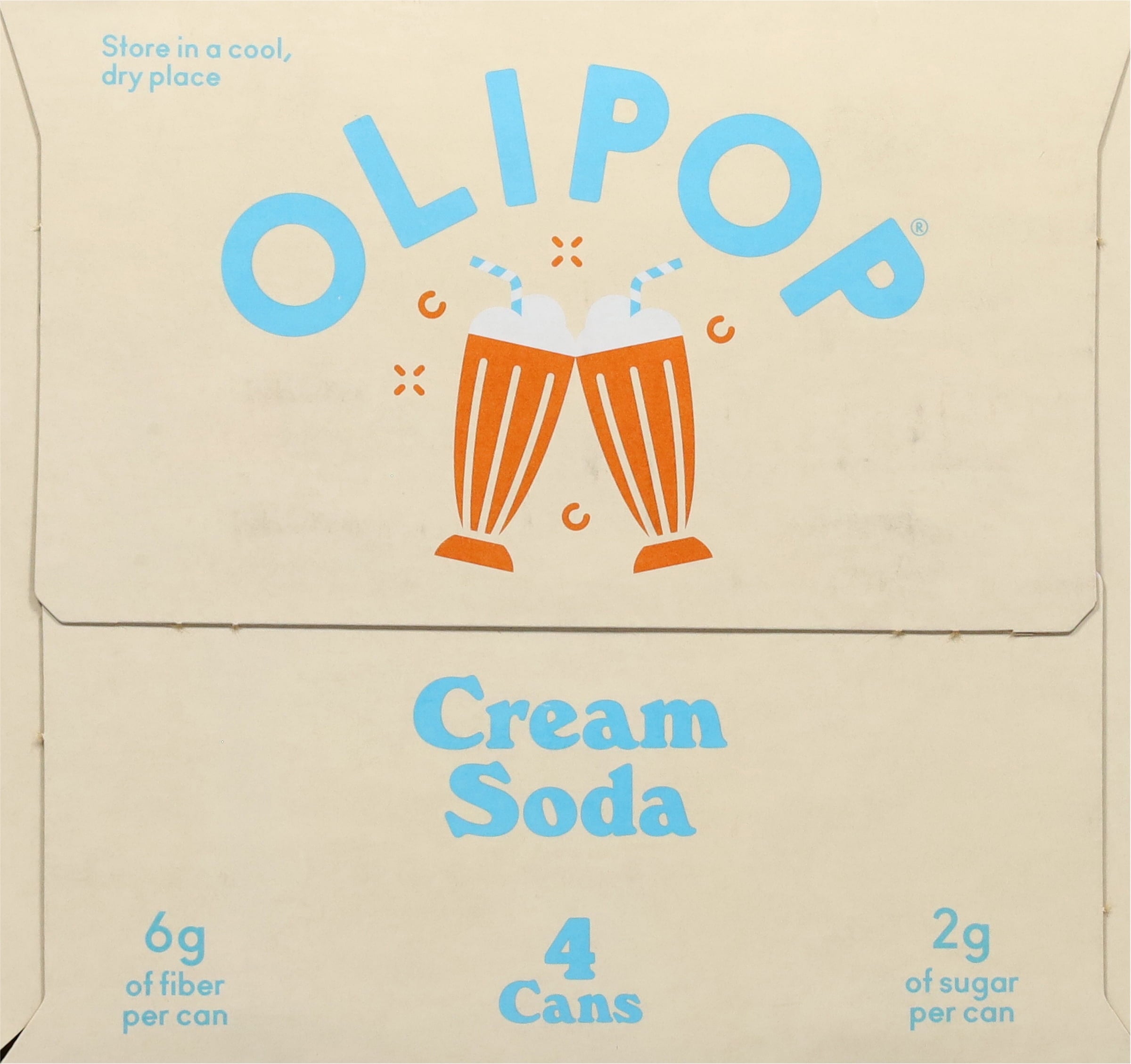 OLIPOP 6g Fiber Prebiotic Cream Soda Cans 12 Fl Oz 4 Pack