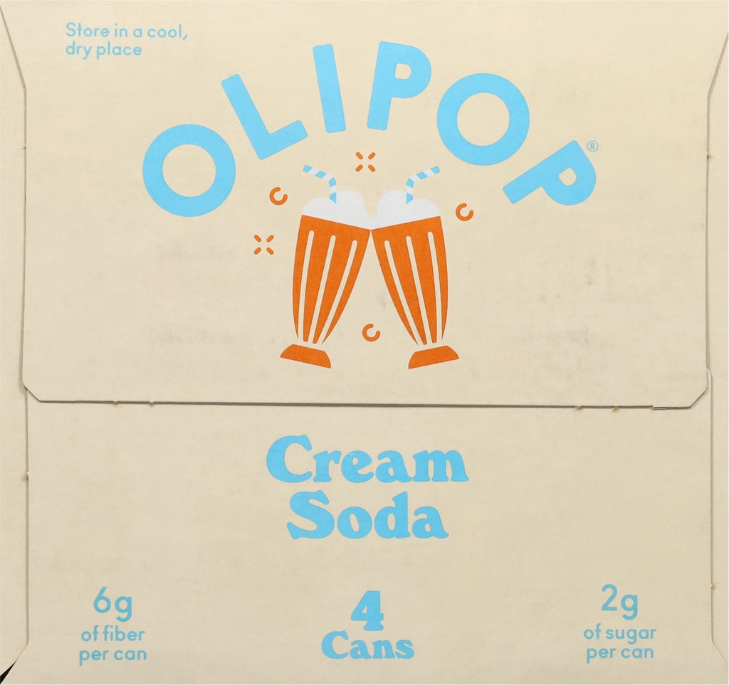 OLIPOP Cream Soda Prebiotic Soda Cans 12 Fl Oz 4 Pack