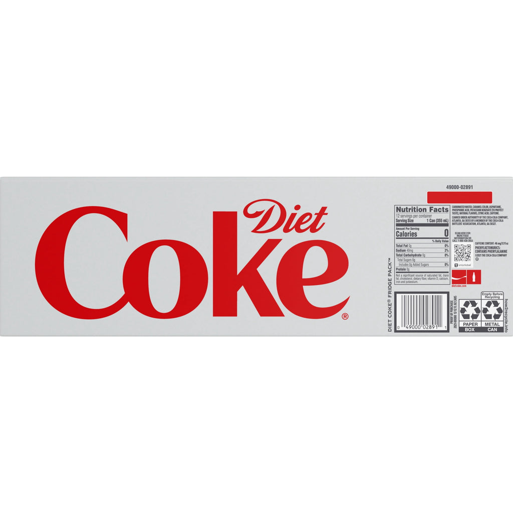 Diet Coke Soda Fridge Pack Cans 12 fl oz 12 Pack