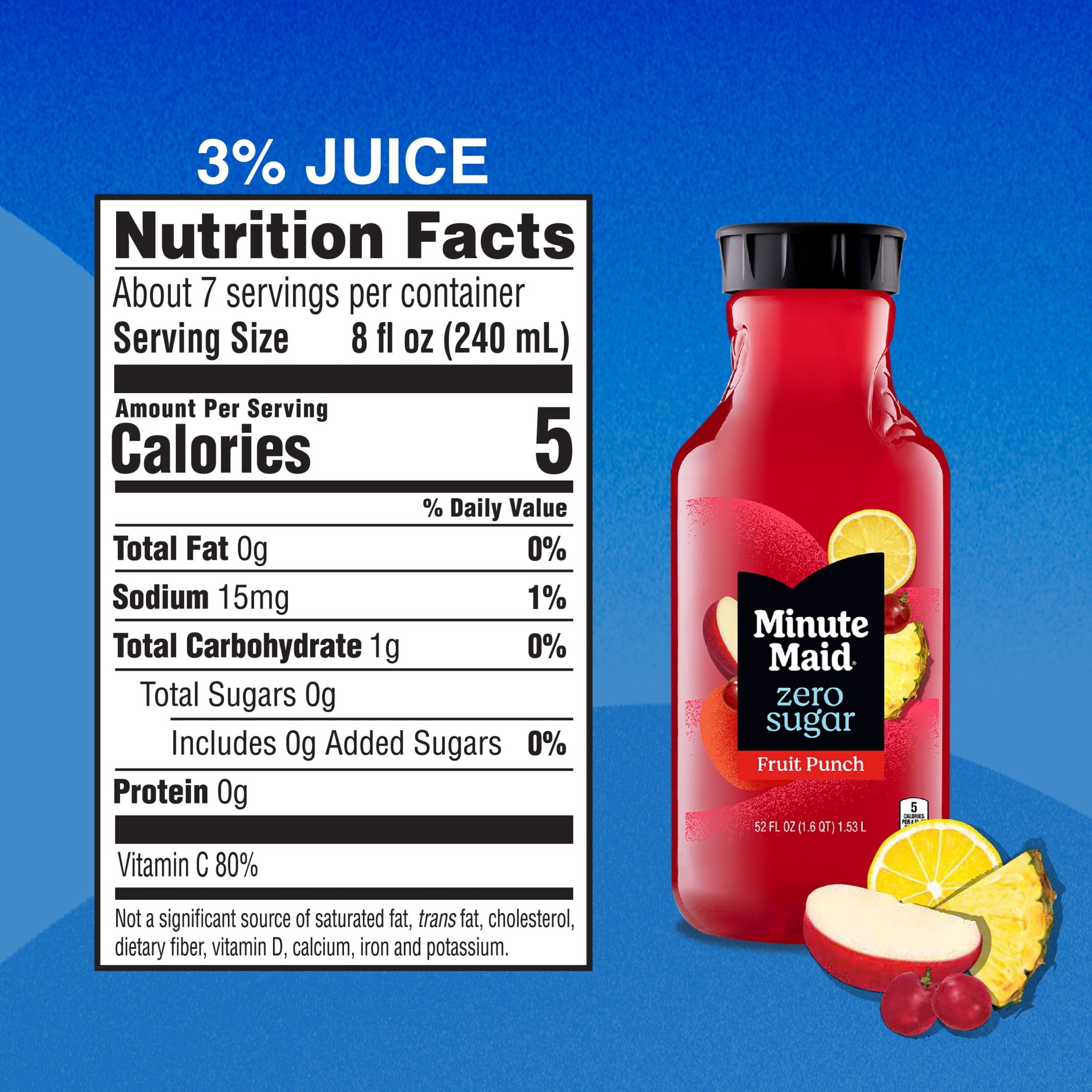 Minute Maid Zero Sugar Fruit Punch Juice Drink 52 fl oz Bottle