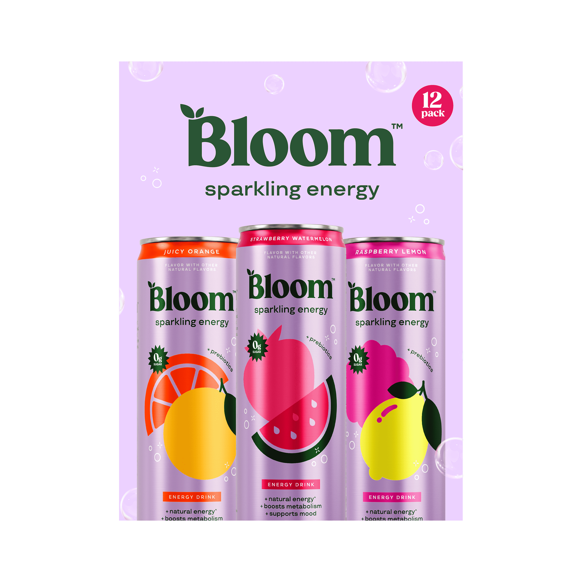 Bloom Nutrition Sparkling Energy Drink Variety Pack 12 fl oz Cans 12 Pack