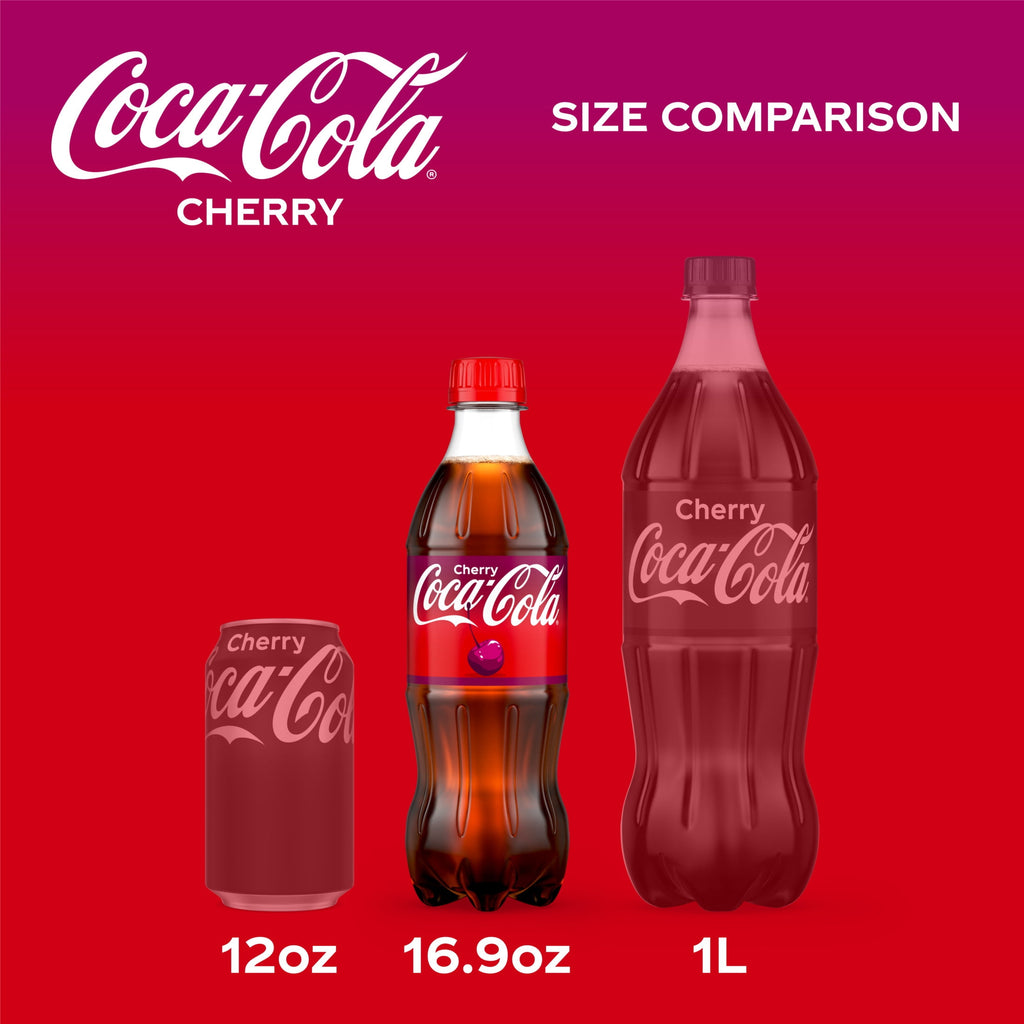 Cherry Soda Pop Bottles 16.9 Fl Oz 6 Pack Coca-Cola