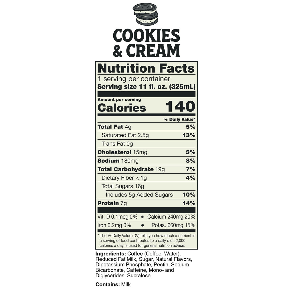 Bones Coffee Cookies N' Dreams Naturally Caffeinated Medium Roast Latte 11 fl oz Can