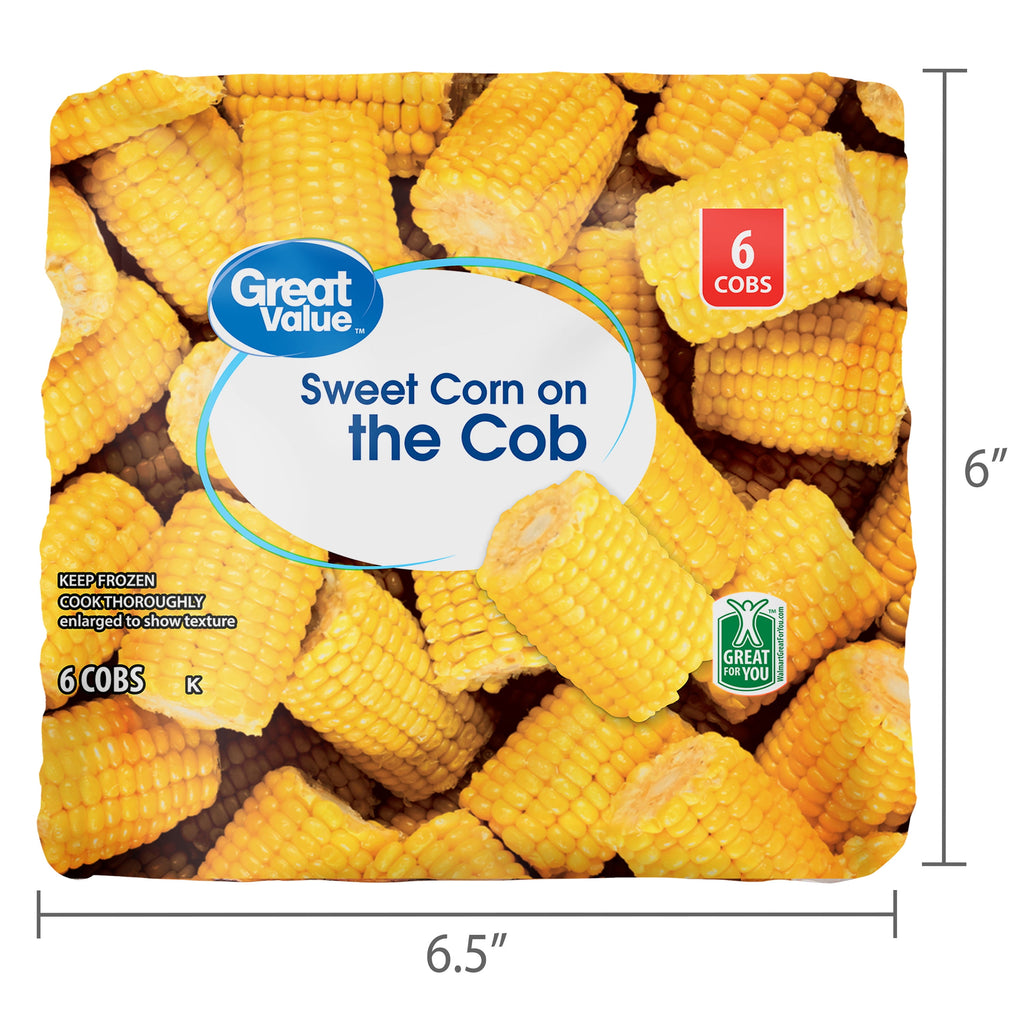 Great Value Sweet Corn On The Cob Frozen 6 Count 18 Oz